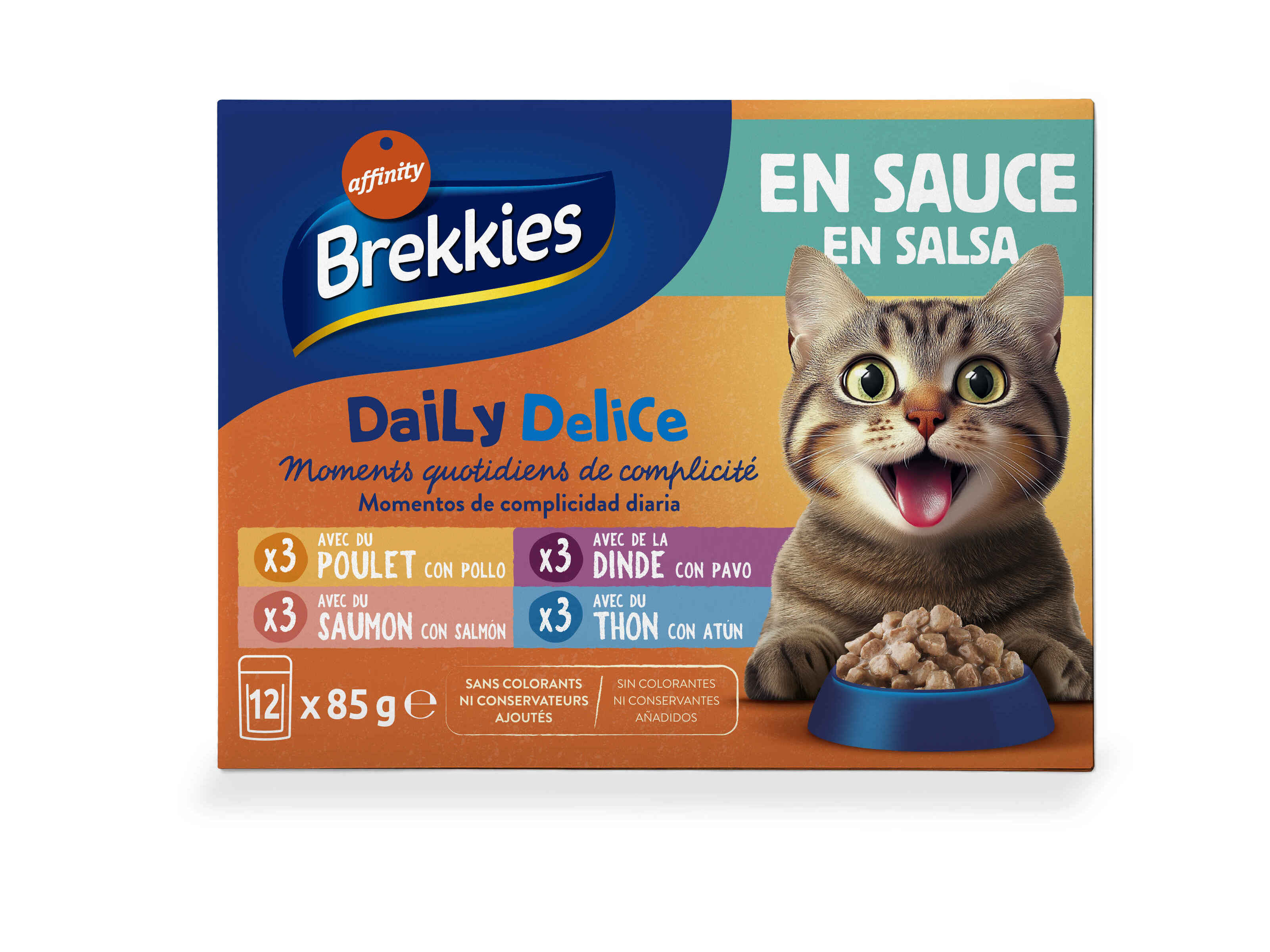 Comida Húmida Gato Brekkies Frango/peru/salmão/atum Em Molho 12x85g
