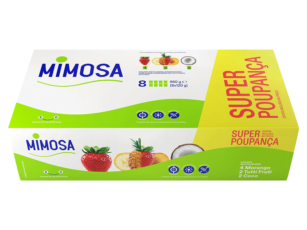 IOGURTE MIMOSA AROMA MORANGO COCO E TUTTI 8X120G