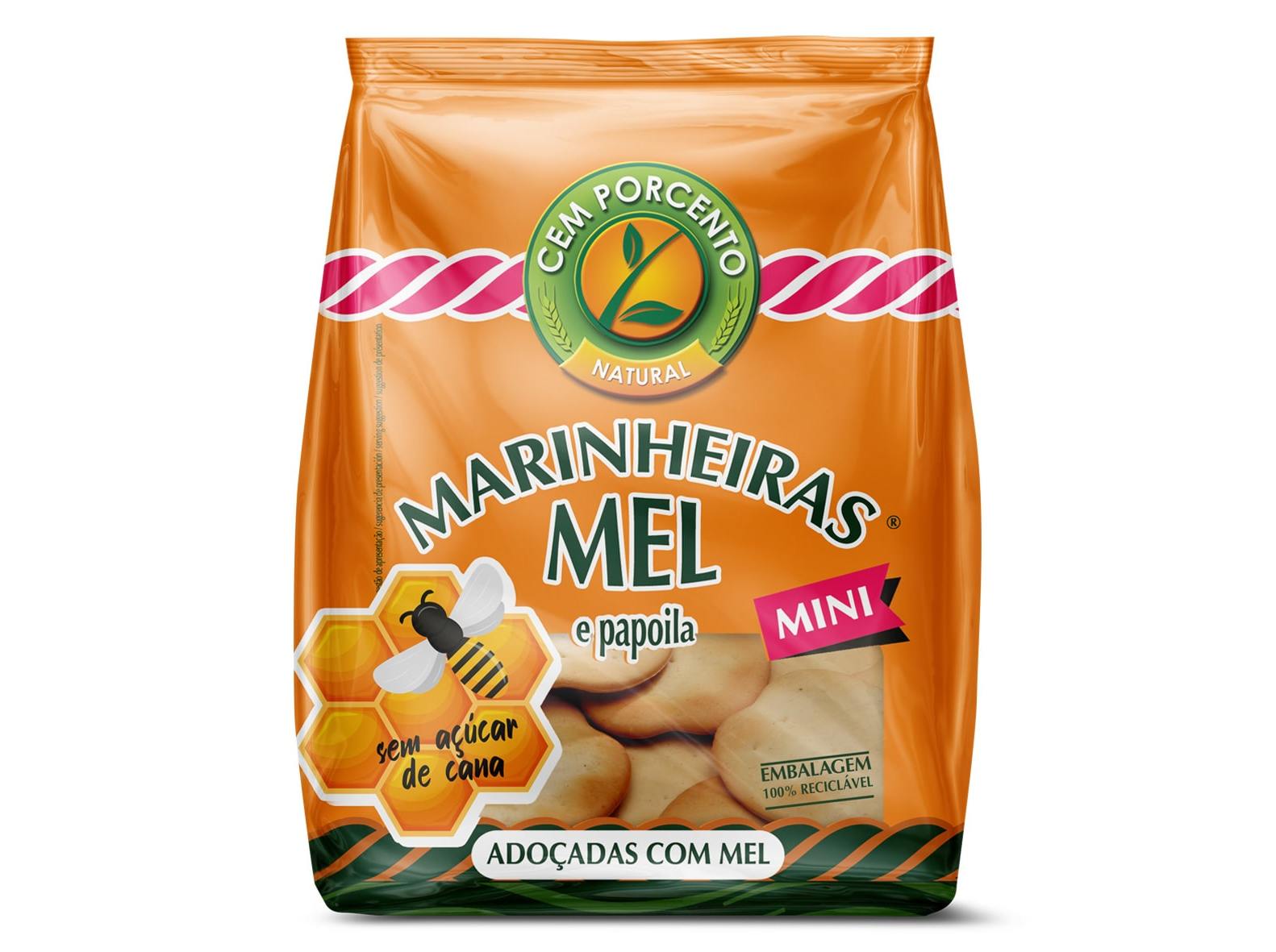Bolachas Cem Porcento Mini Marinheiras Mel 45g Cem Porcento