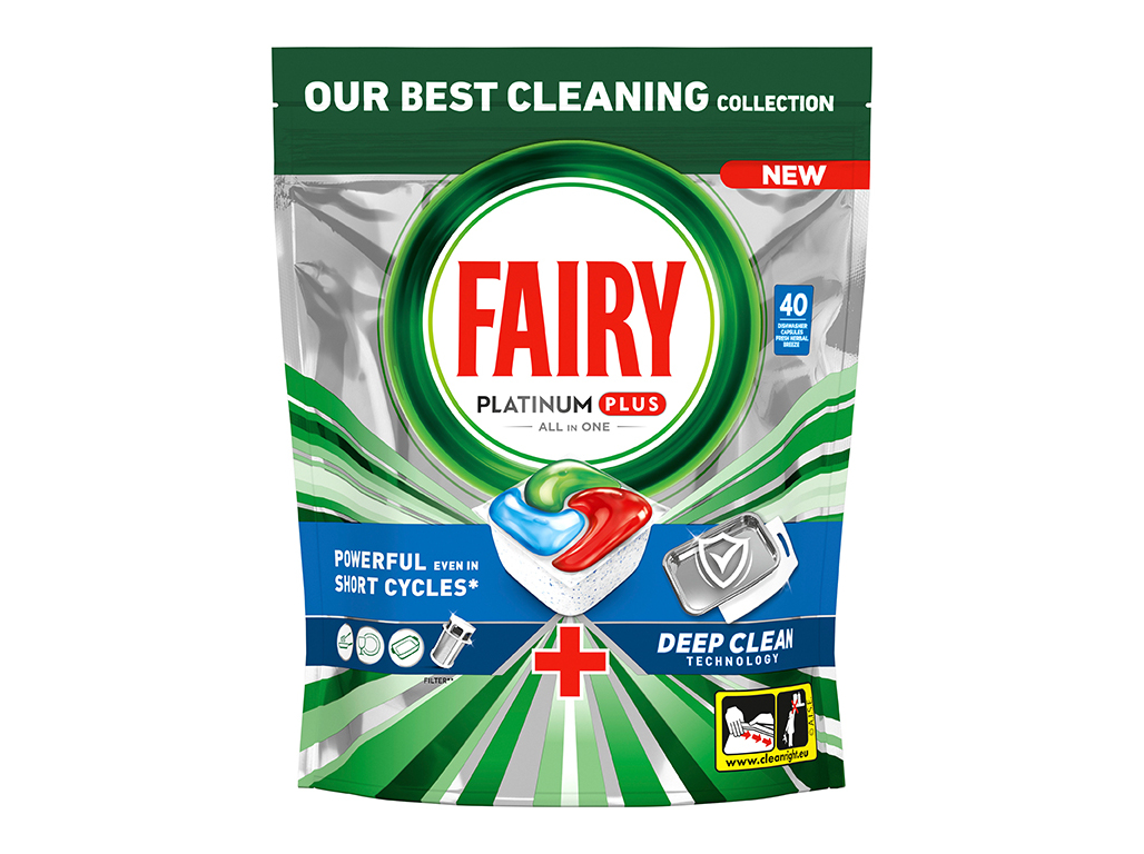 Detergente Loiça Máquina Fairy Platinum Plus Limpeza Profunda 40pastilhas