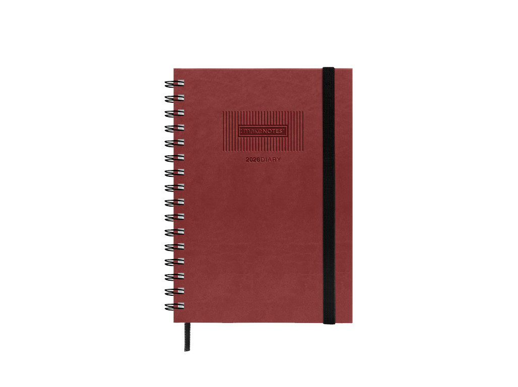 Agenda Semanal 2026 A5 Makenotes Espiral Bordeaux