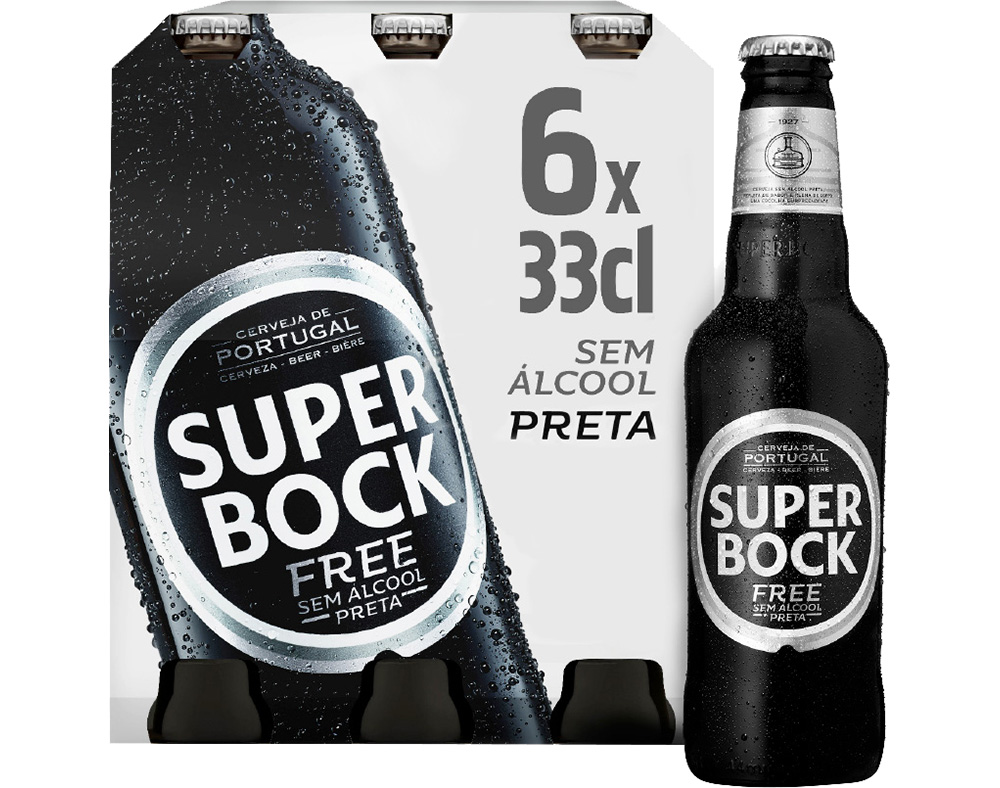 Cerveja super bock sem álcool preta 6x0.33l