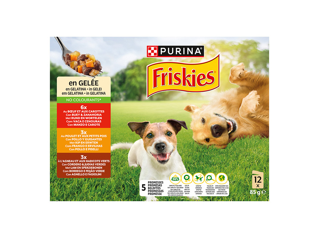 Comida Húmida Cão Adulto Friskies Gelatina Vaca/frango/borrego 12x85g