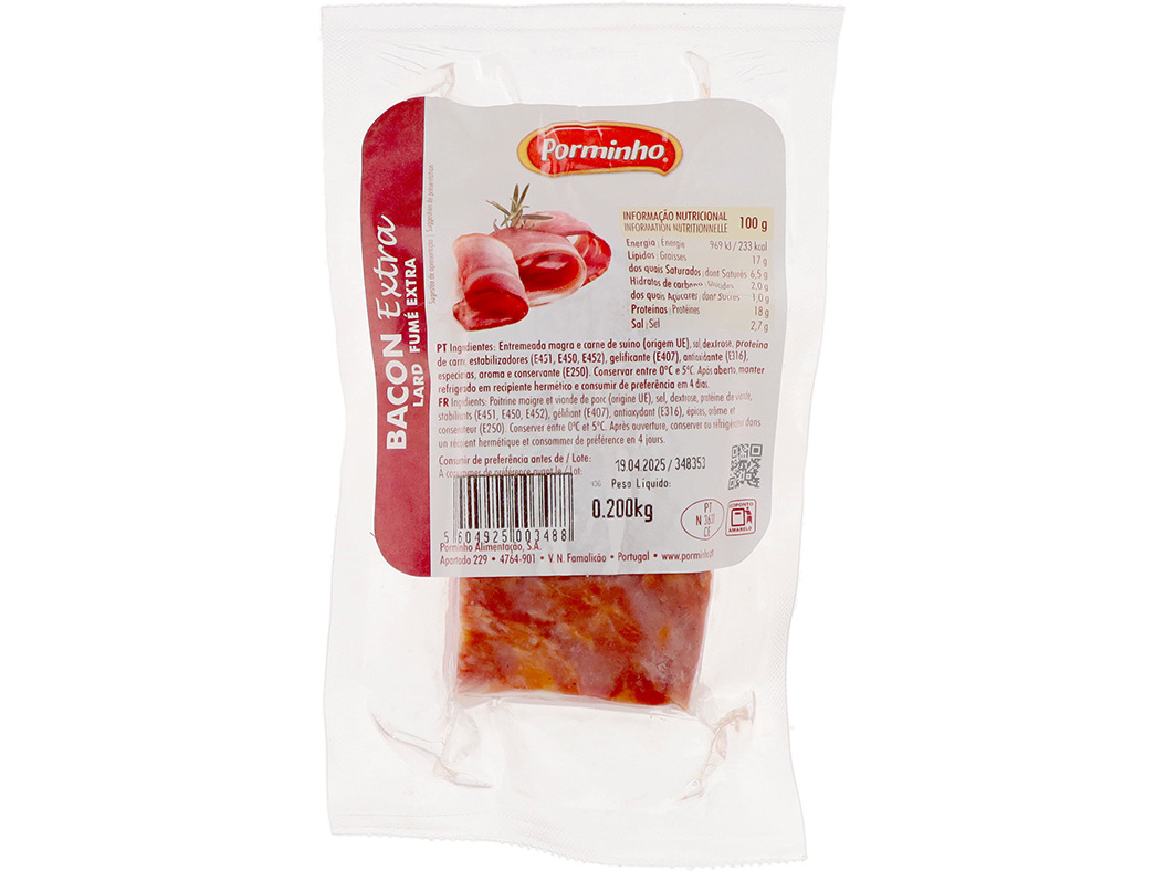 Bacon extra porminho nacos 200 g