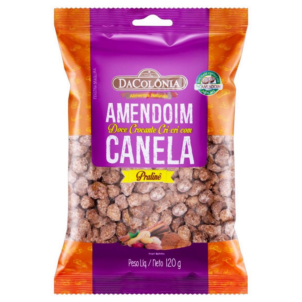 Amendoim crocante dacolônia cri cri com canela 120g
