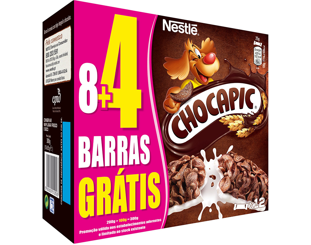 Barras nestlé chocapic cereais 300g 8un + 4un