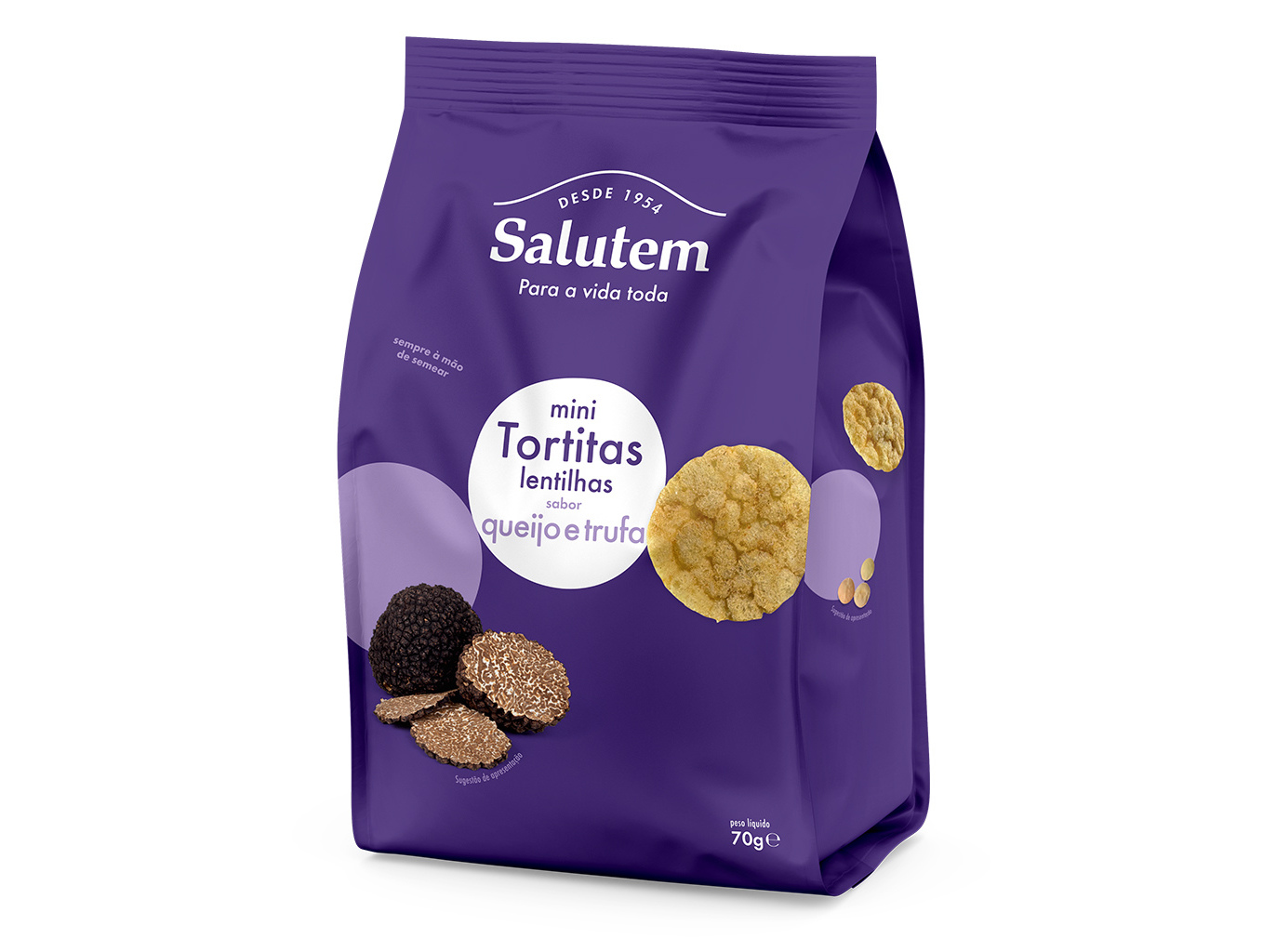 Tortitas Salutem Mini Lentilhas Queijo Trufa 70g