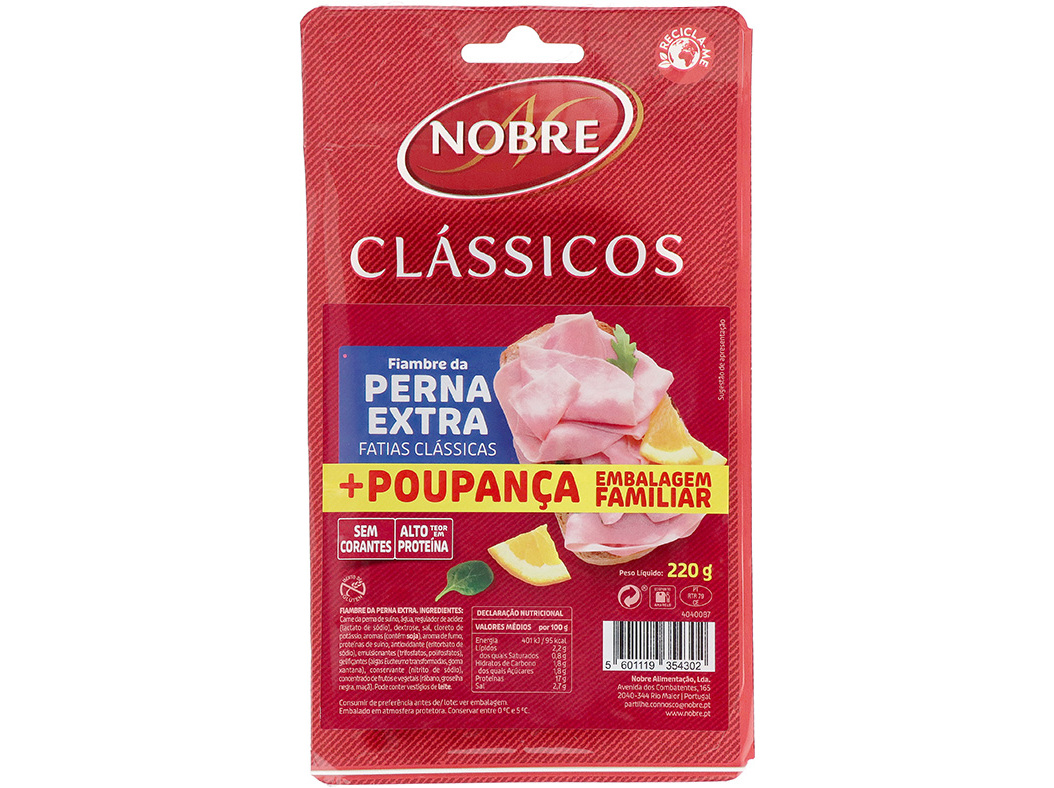 Fiambre Perna Extra Nobre Classicas 220g