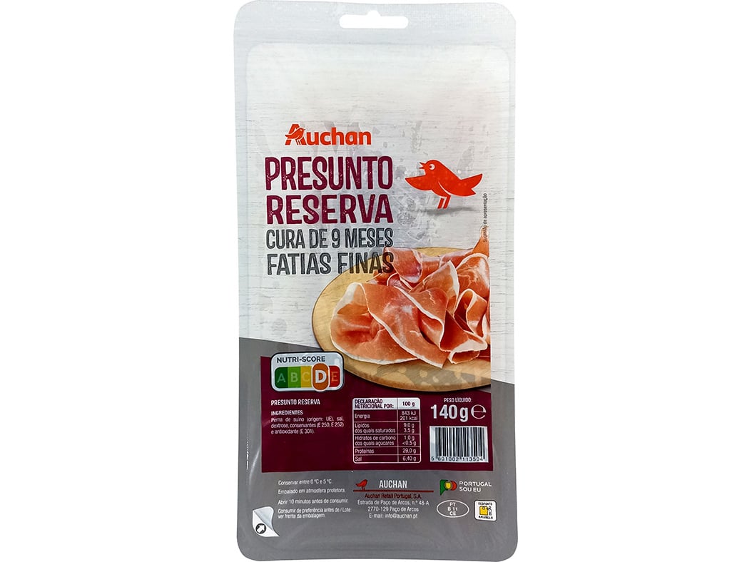 Presunto Reserva Auchan 9 Meses De Cura Fatias Finas 140g Auchan