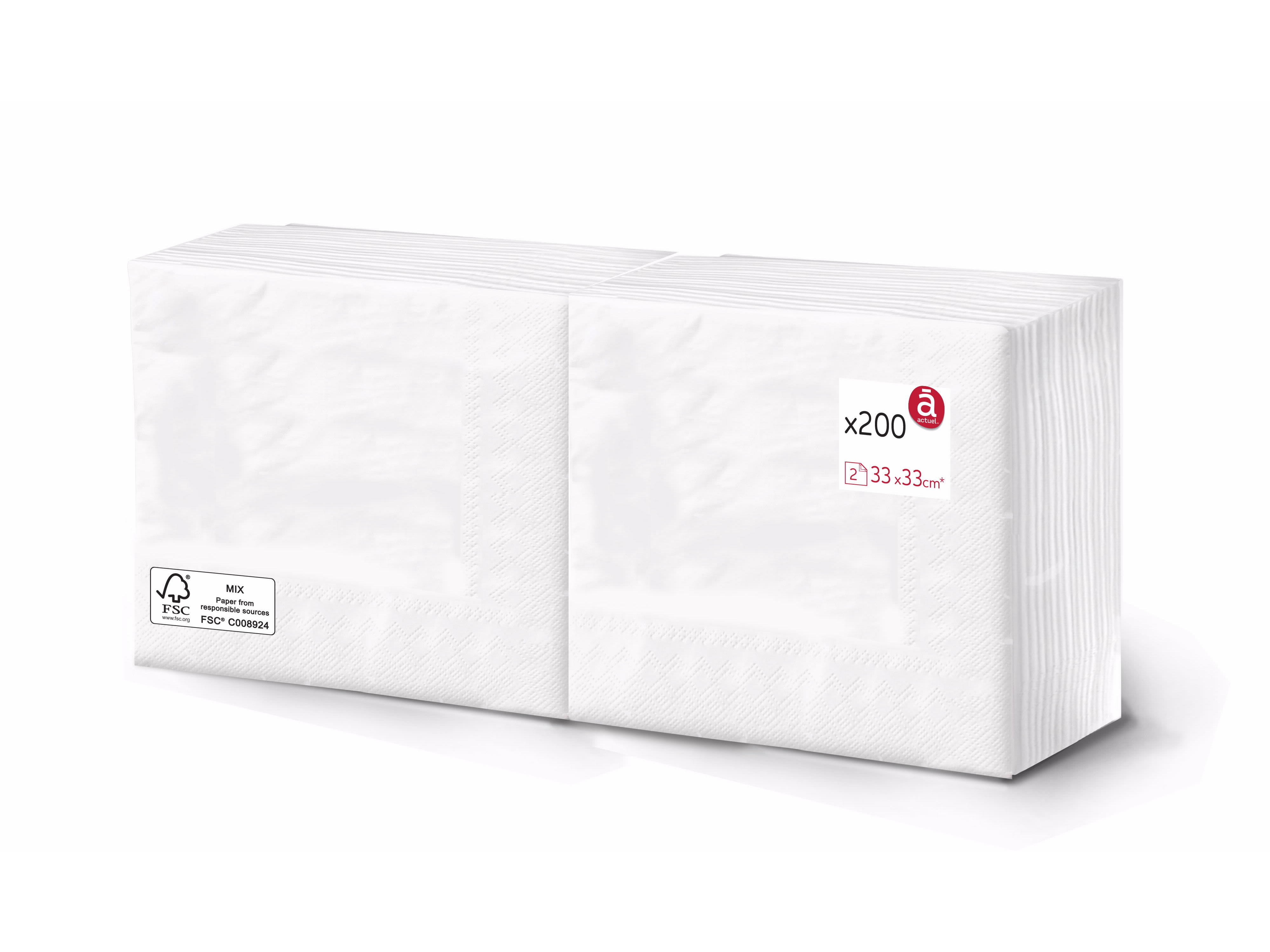 Guardanapos actuel folha dupla 33x33cm pack 200 unidades