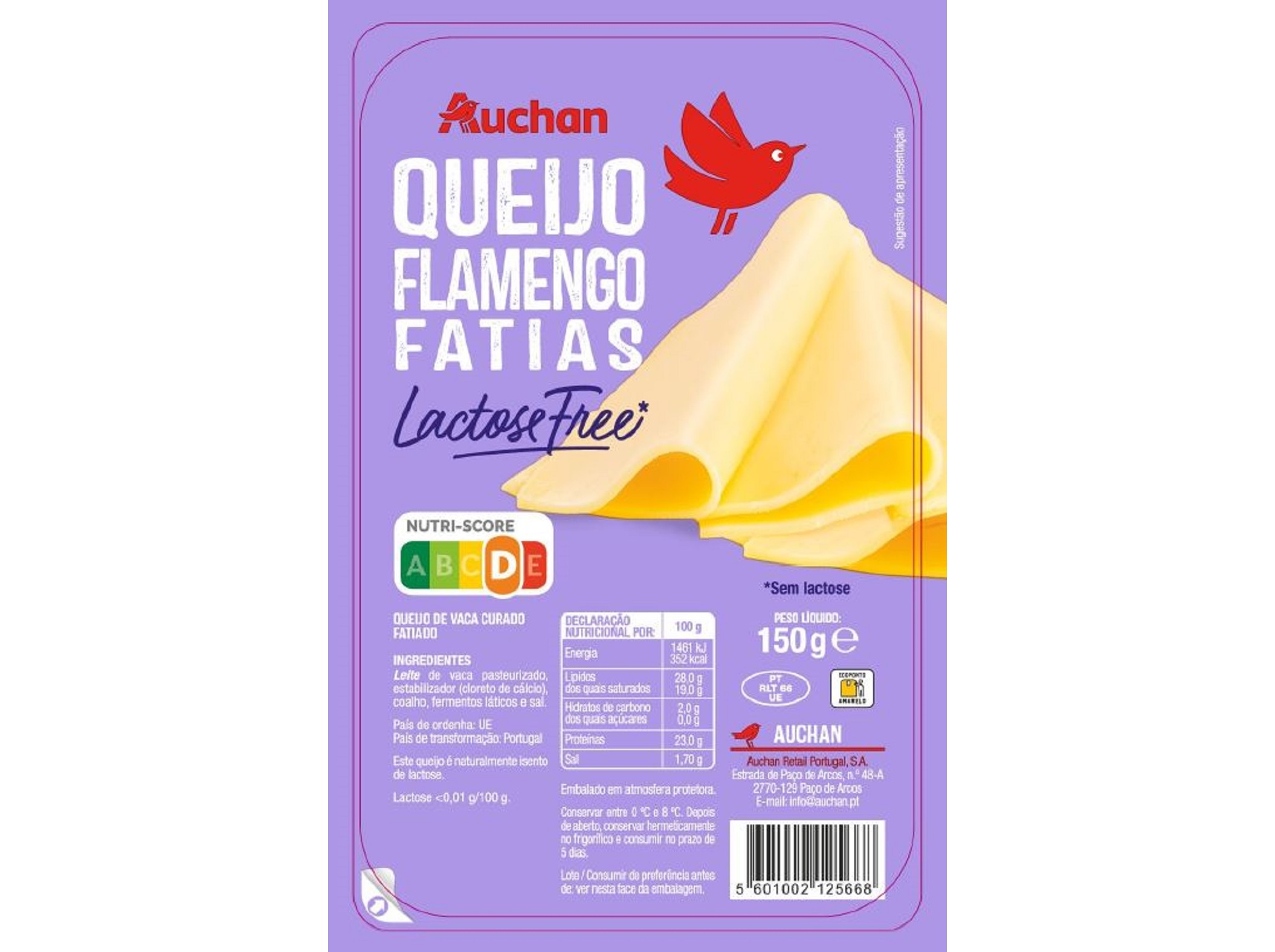 Queijo flamengo auchan fatias sem lactose 150gr