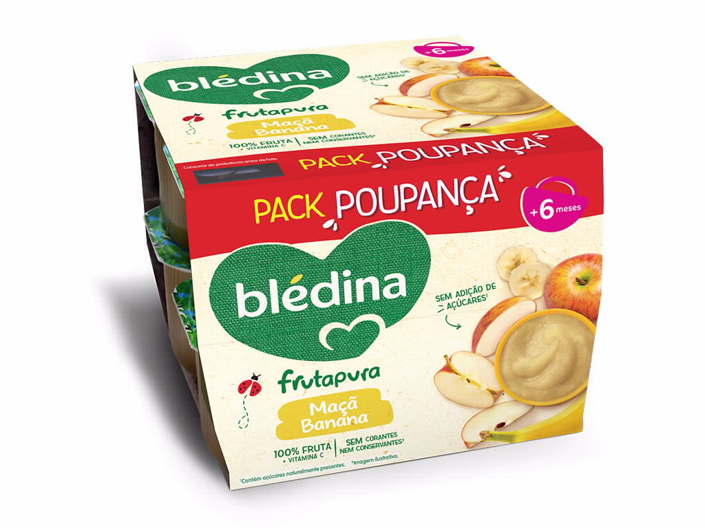 Tacinha Fruta Blédina 100% Maçã E Banana 8x95g Pack Poupança