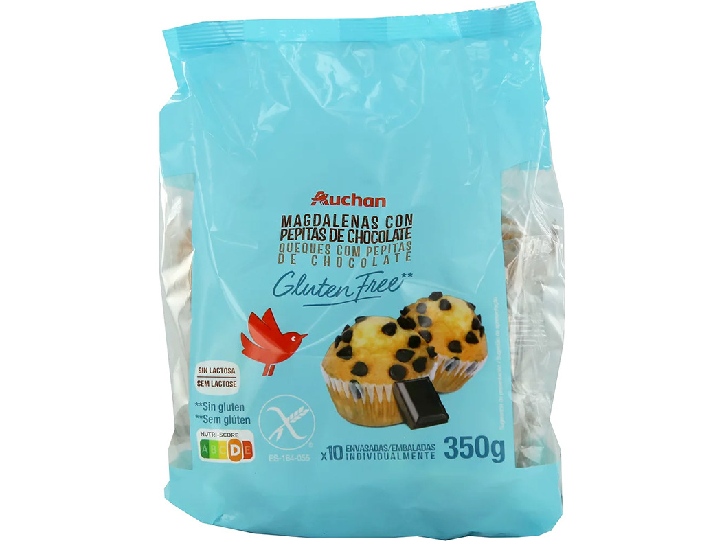 Queques Auchan Sem Glúten Com Pepitas Chocolate 10 Un 350 G Auchan