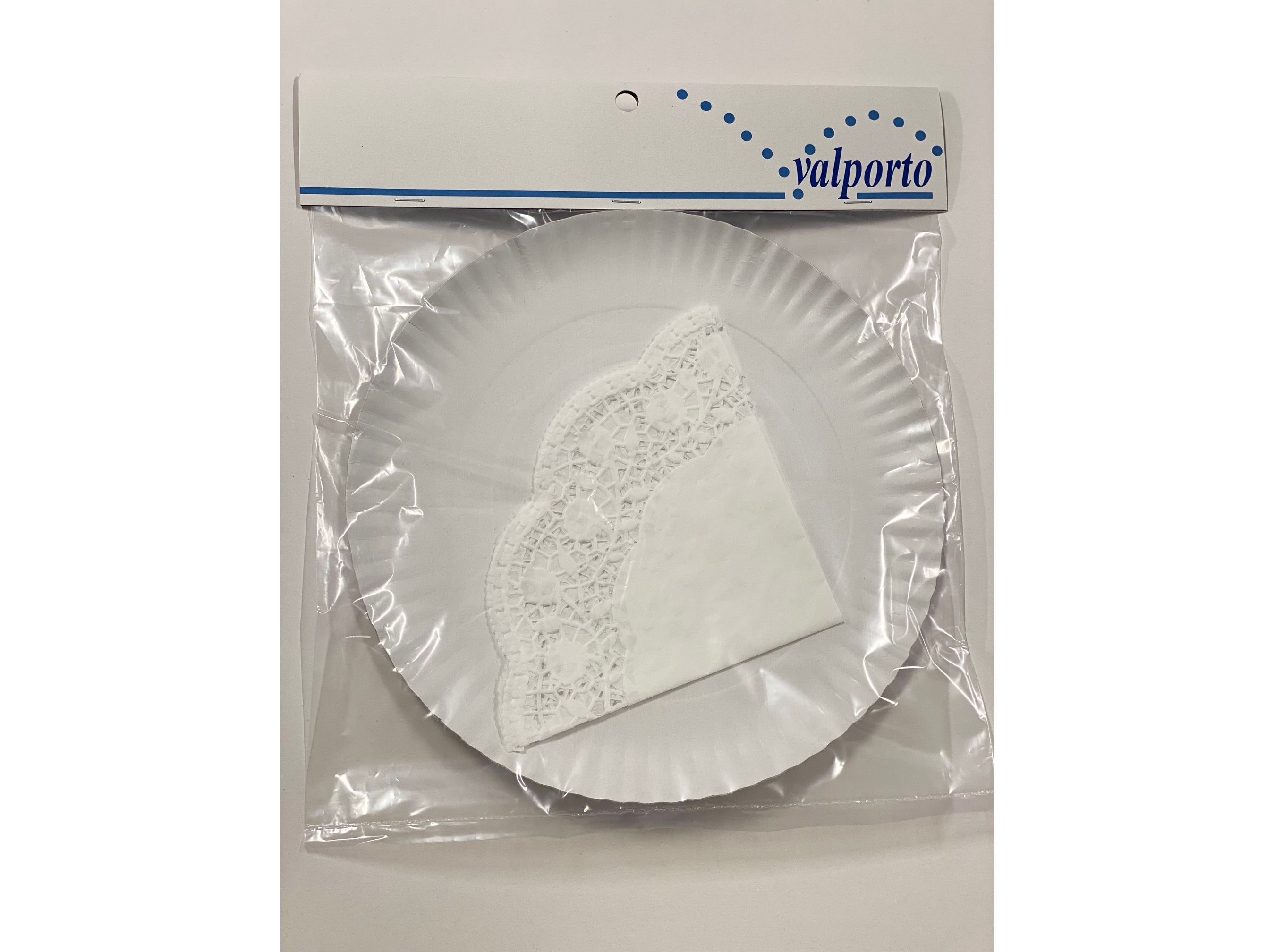 Prato Redondo Com Naperon Valporto Papel Branco 26cm