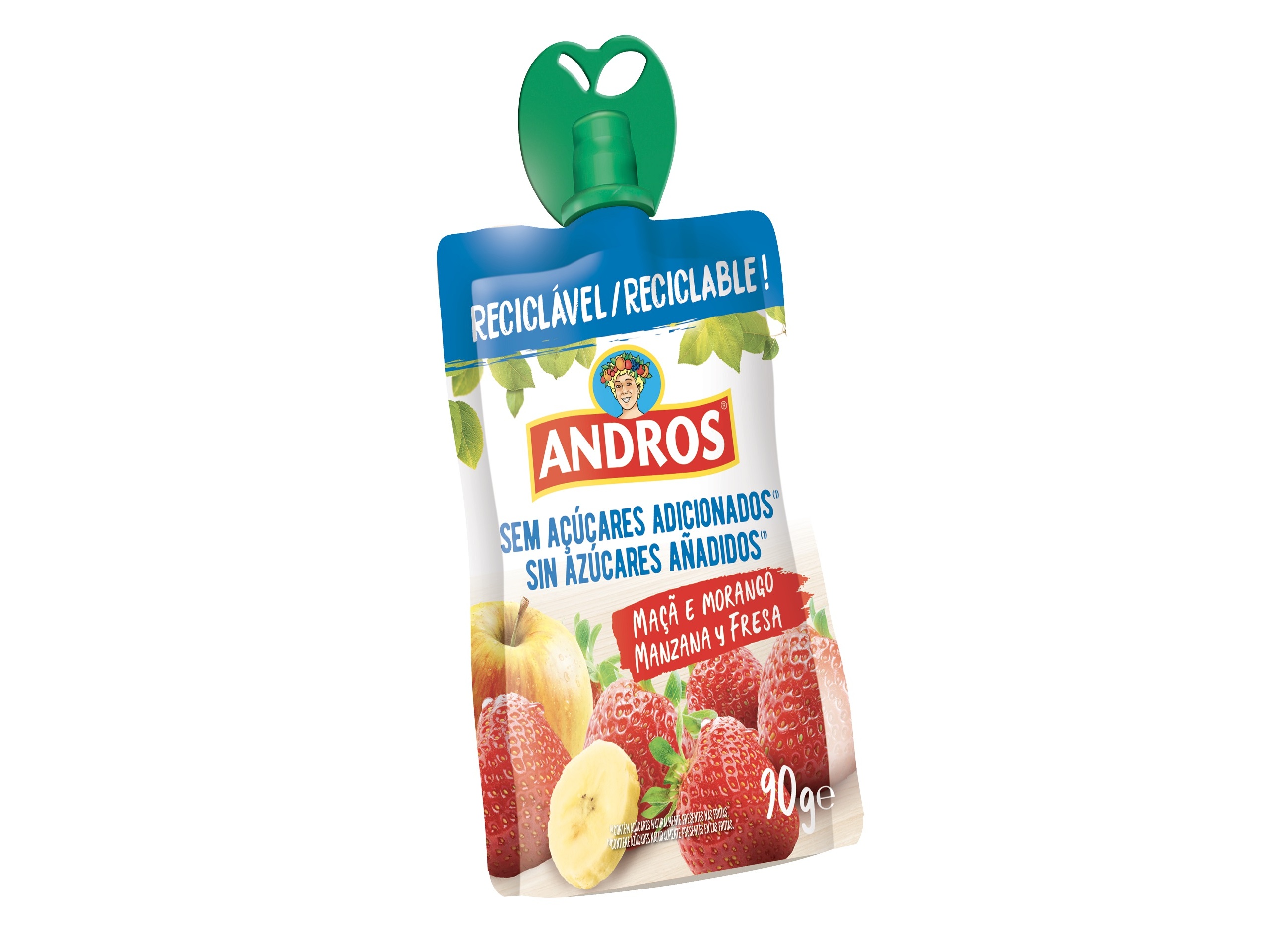 Saqueta fruta andros maçã morango 90 g