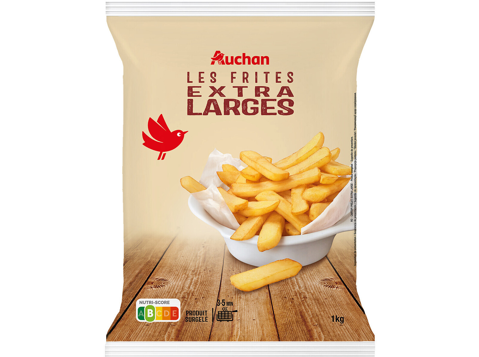 Batatas Pré-fritas Auchan Extra Largas Para Fritar 1kg Auchan