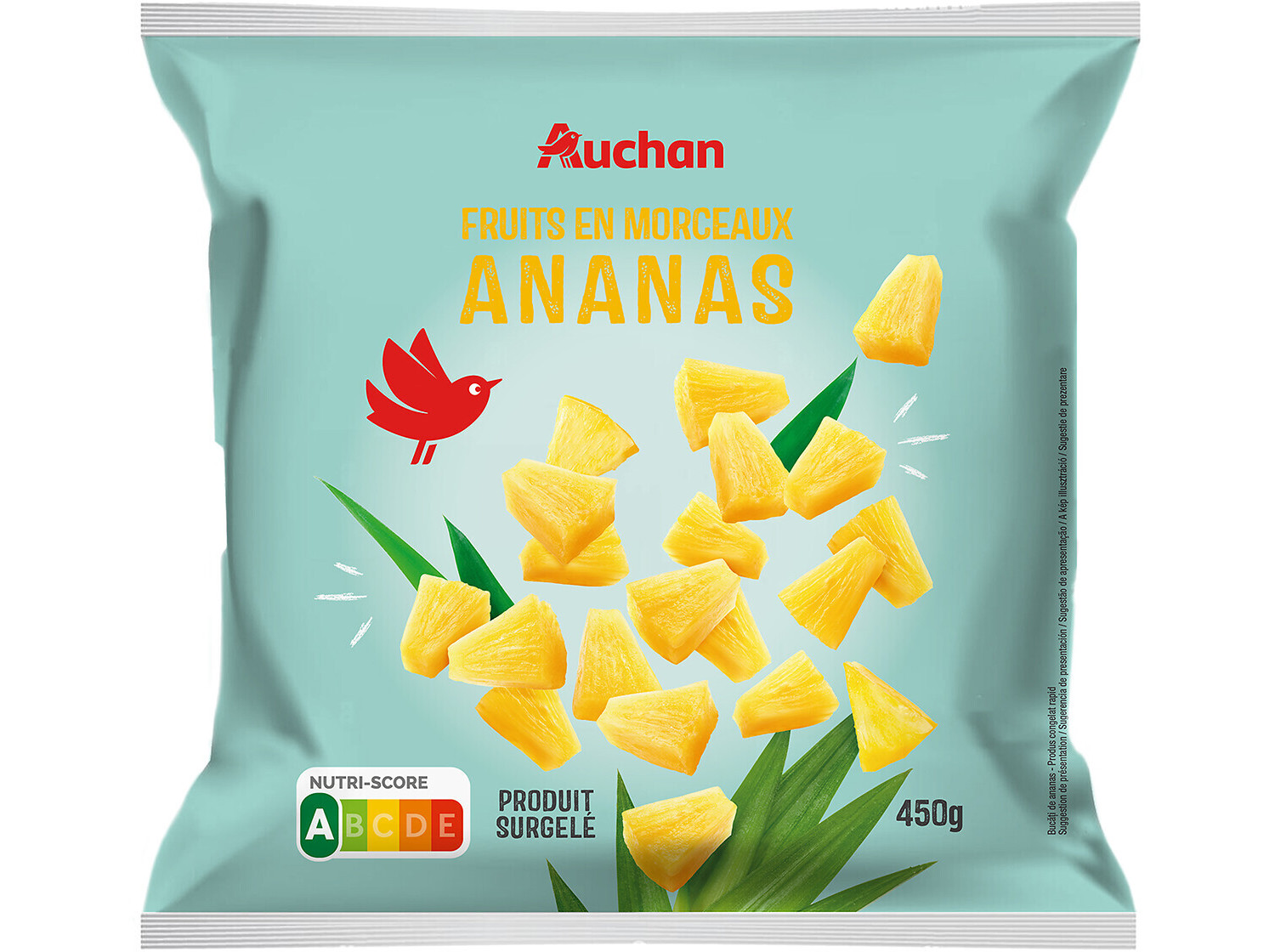 Ananás auchan em pedaços ultracongelados 450g