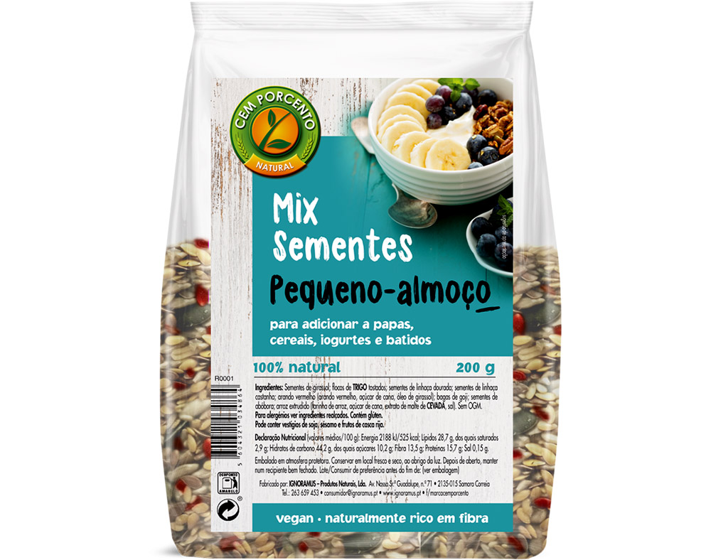 Sementes Cem Porcento Mix Pequeno Almoço 200g Cem Porcento