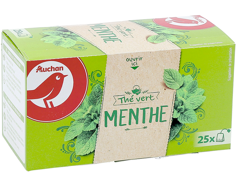 Chá Auchan Verde Hortelã 25 Saquetas Auchan