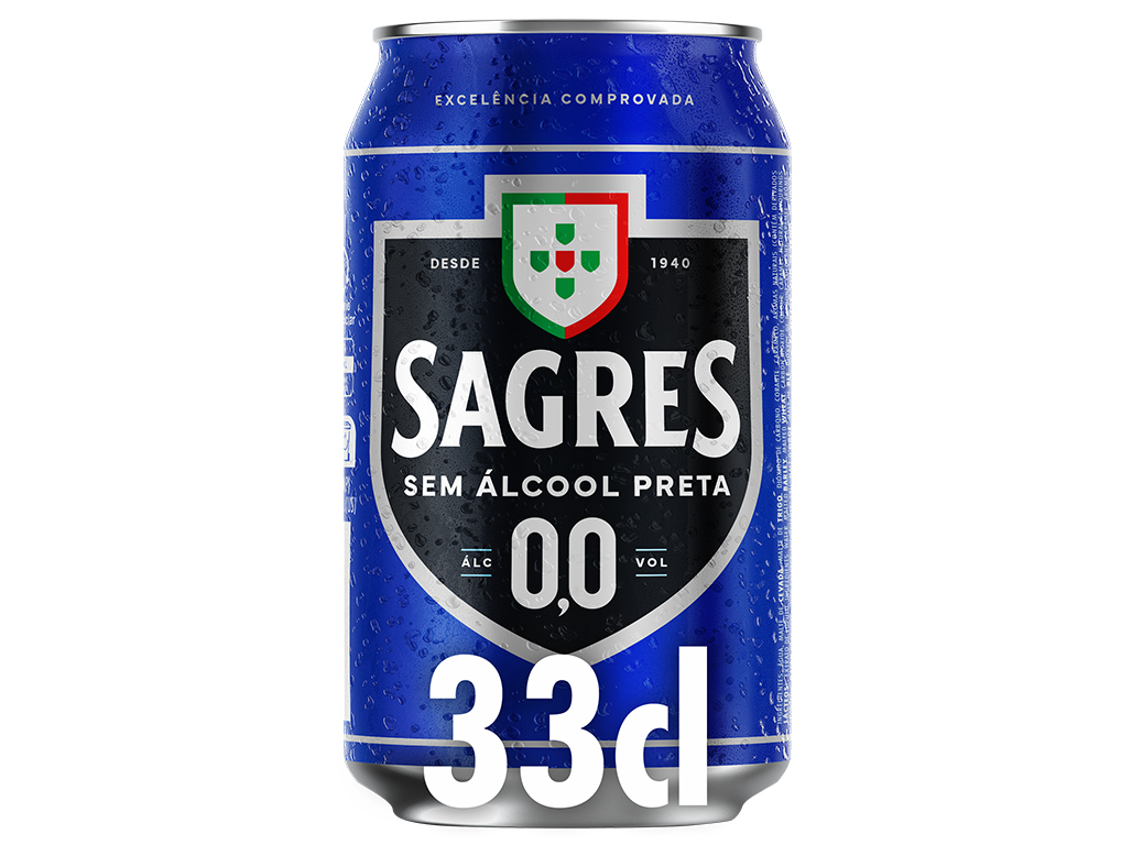 Cerveja sem alcool sagres preta 0.0% lata 0.33l (sdr)