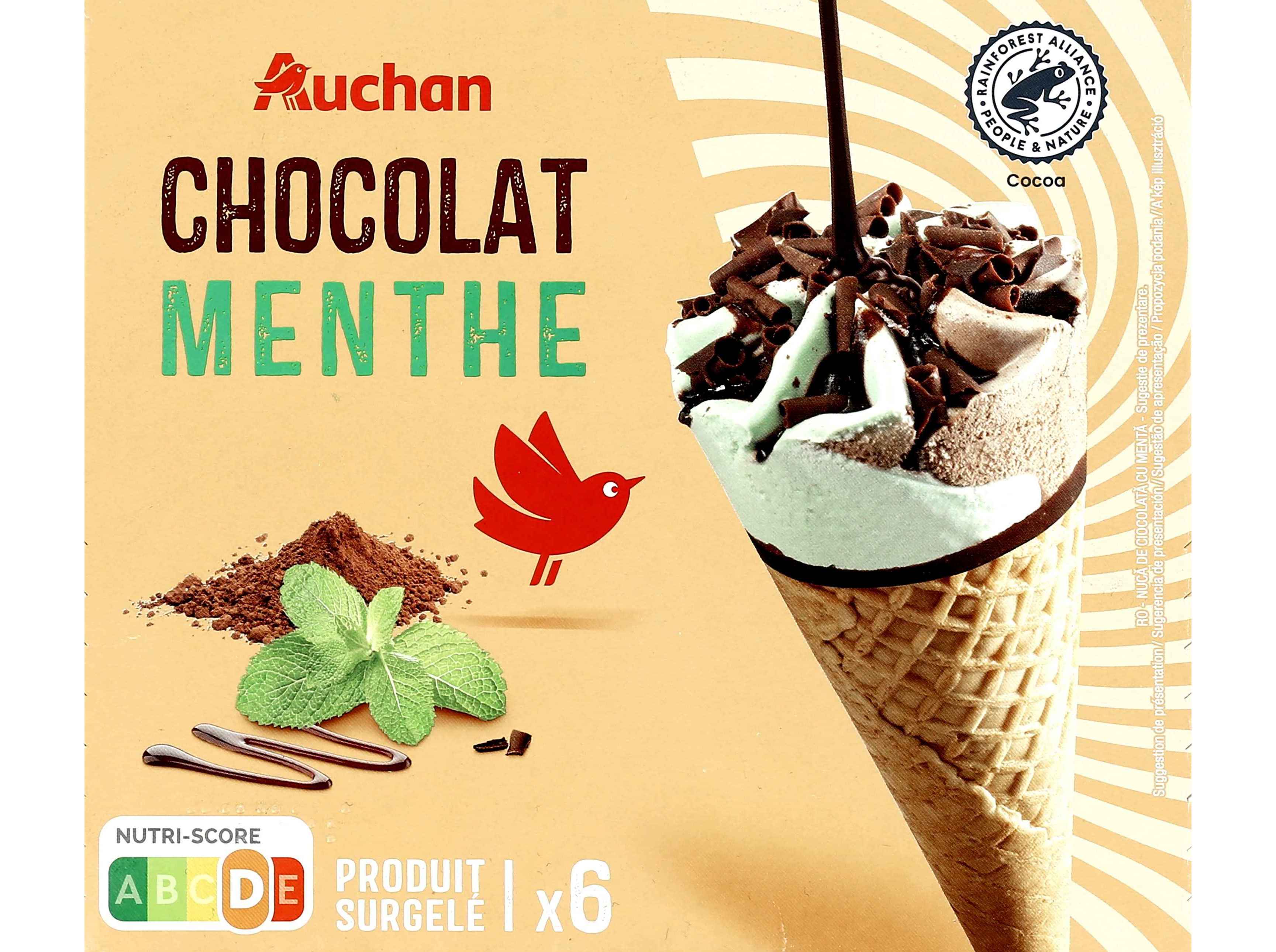 Gelado Auchan Cone Menta Chocolate 6x120ml Auchan