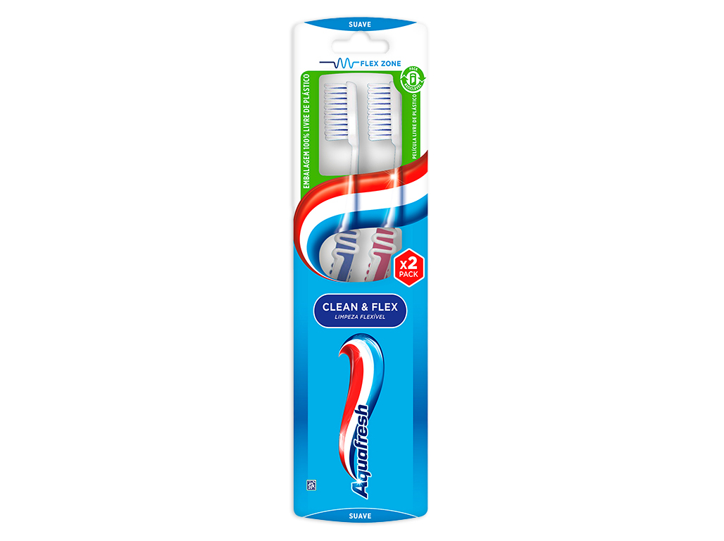 Escova de dentes aquafresh clean&flex suave x2