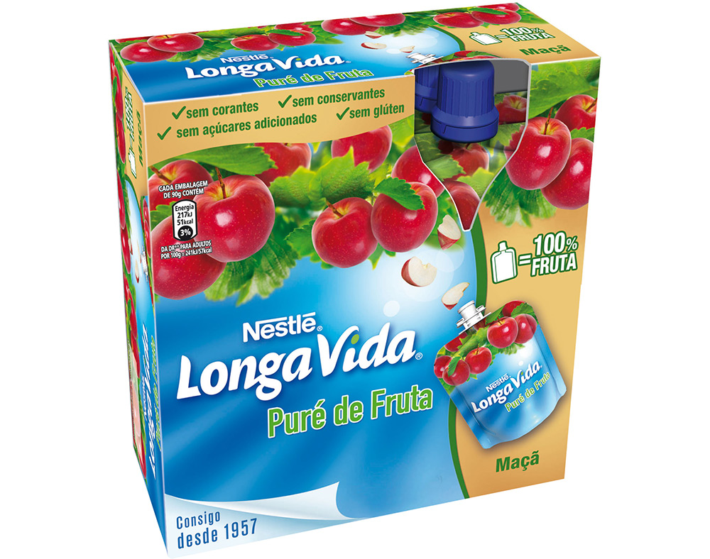Sobremesa longa vida puré de fruta maçã 4x90g