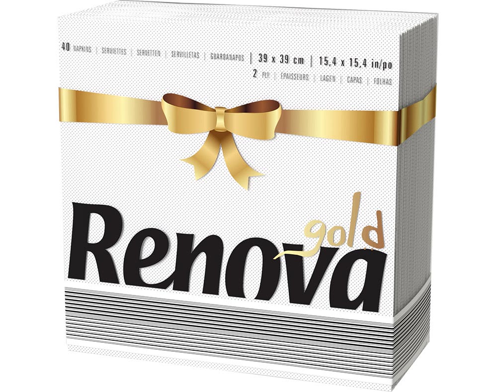 Guardanapos de folha dupla renova gold branco pack 40 unidades