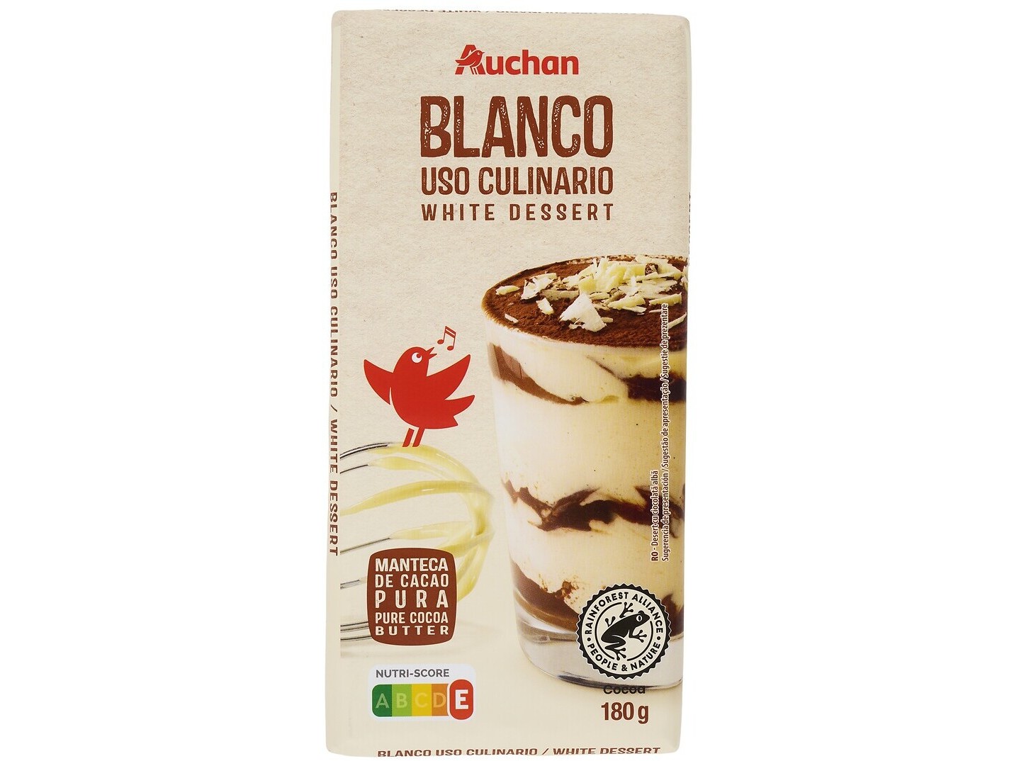 Chocolate Auchan Branco Culinária 180g Auchan