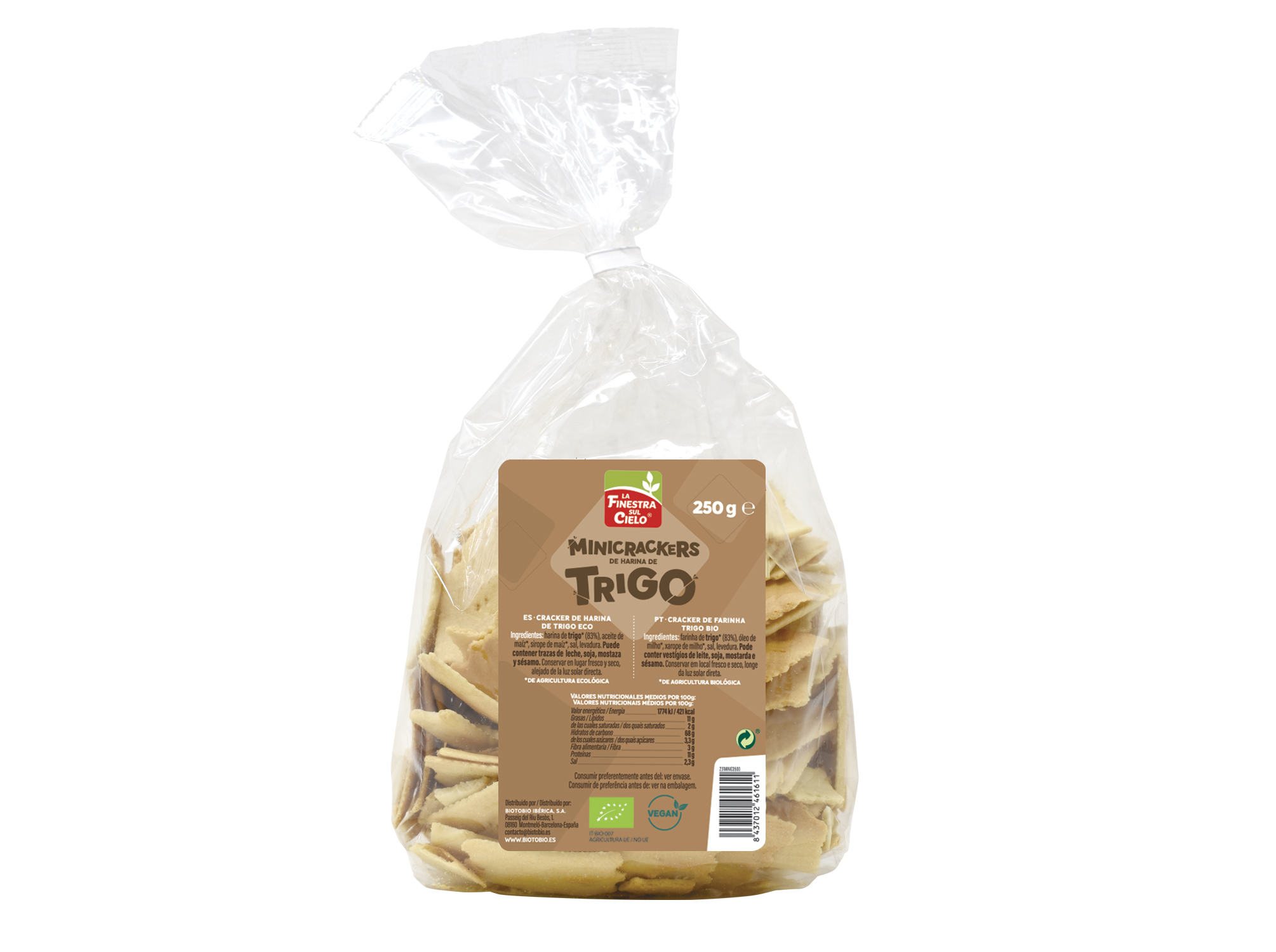Mini Crackers La Finestra Trigo Bio 250 G La Finestra