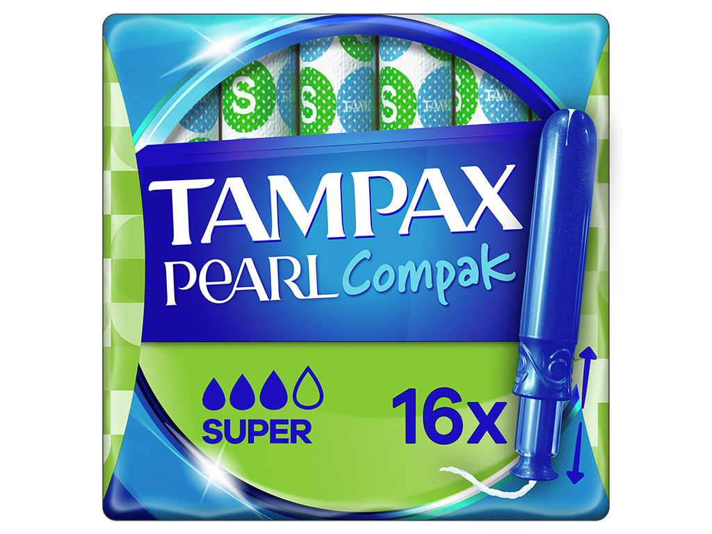 Tampões Pearl Compak Super com Aplicador Tampax 16 un