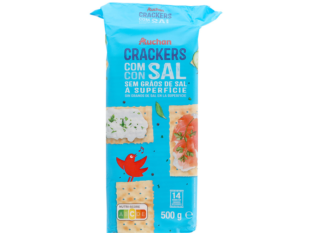 Bolacha Cream Cracker Auchan S/ Sal À Superficie 500g 14saq Auchan