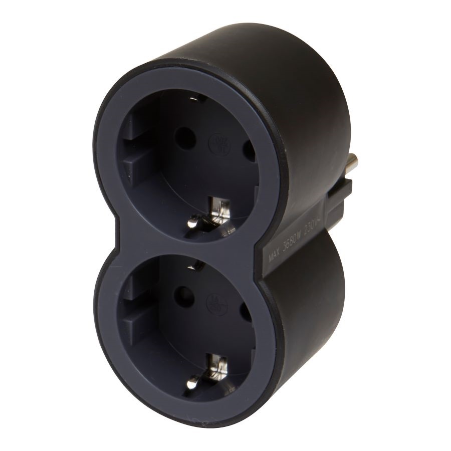 Ficha dupla 2p+t frontal legrand preto