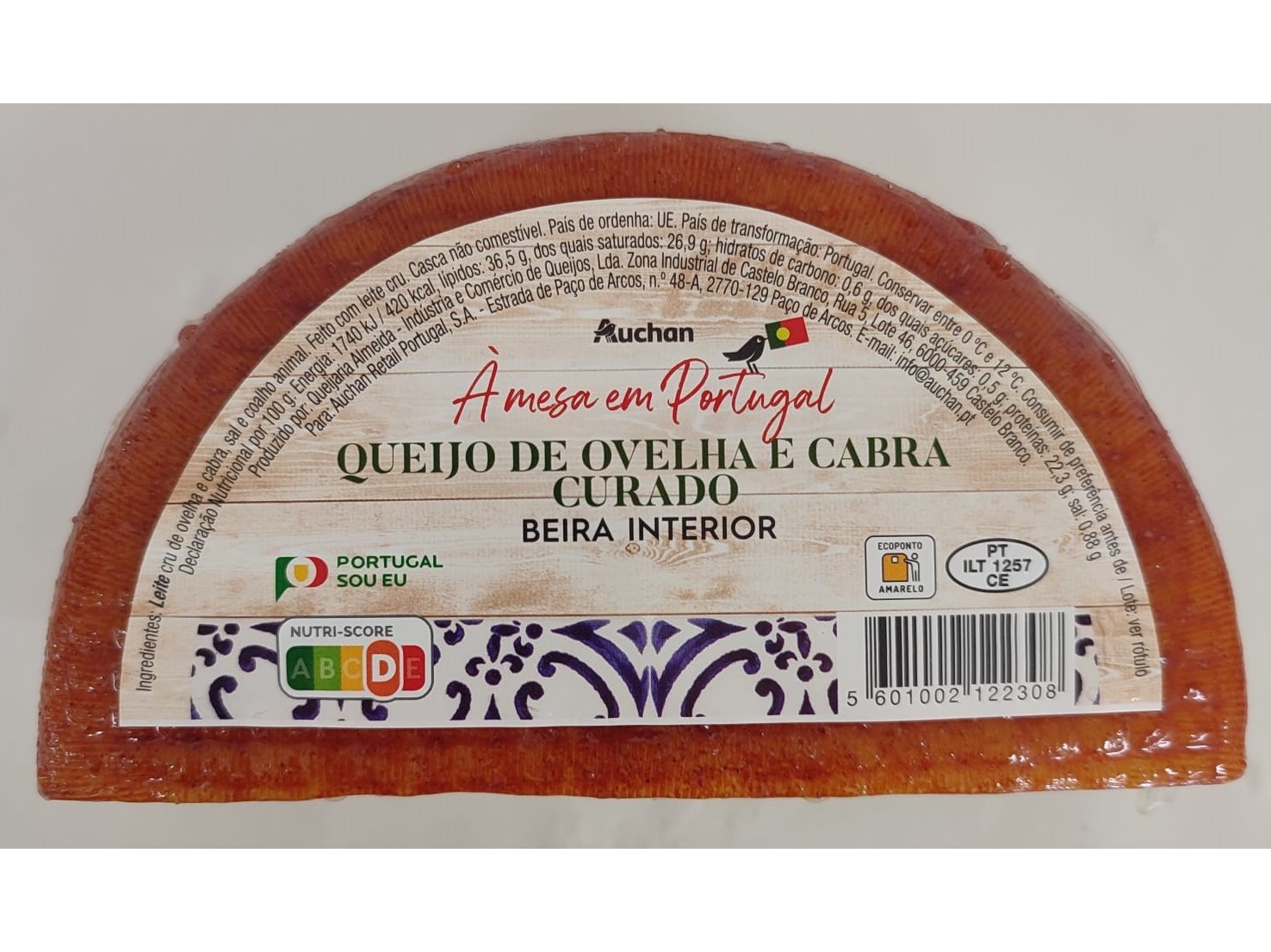 Queijo mistura auchan à mesa em portugal ovelha e cabra curado un