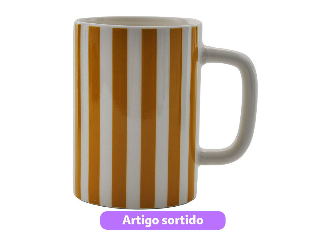 Caneca jumbo porcelana actuel xxl riscas 50cl cores sortidas
