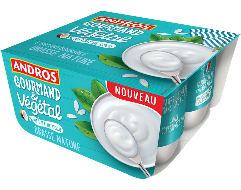 Cremoso Andros Leite De Coco Fermentado Natural 4x100g