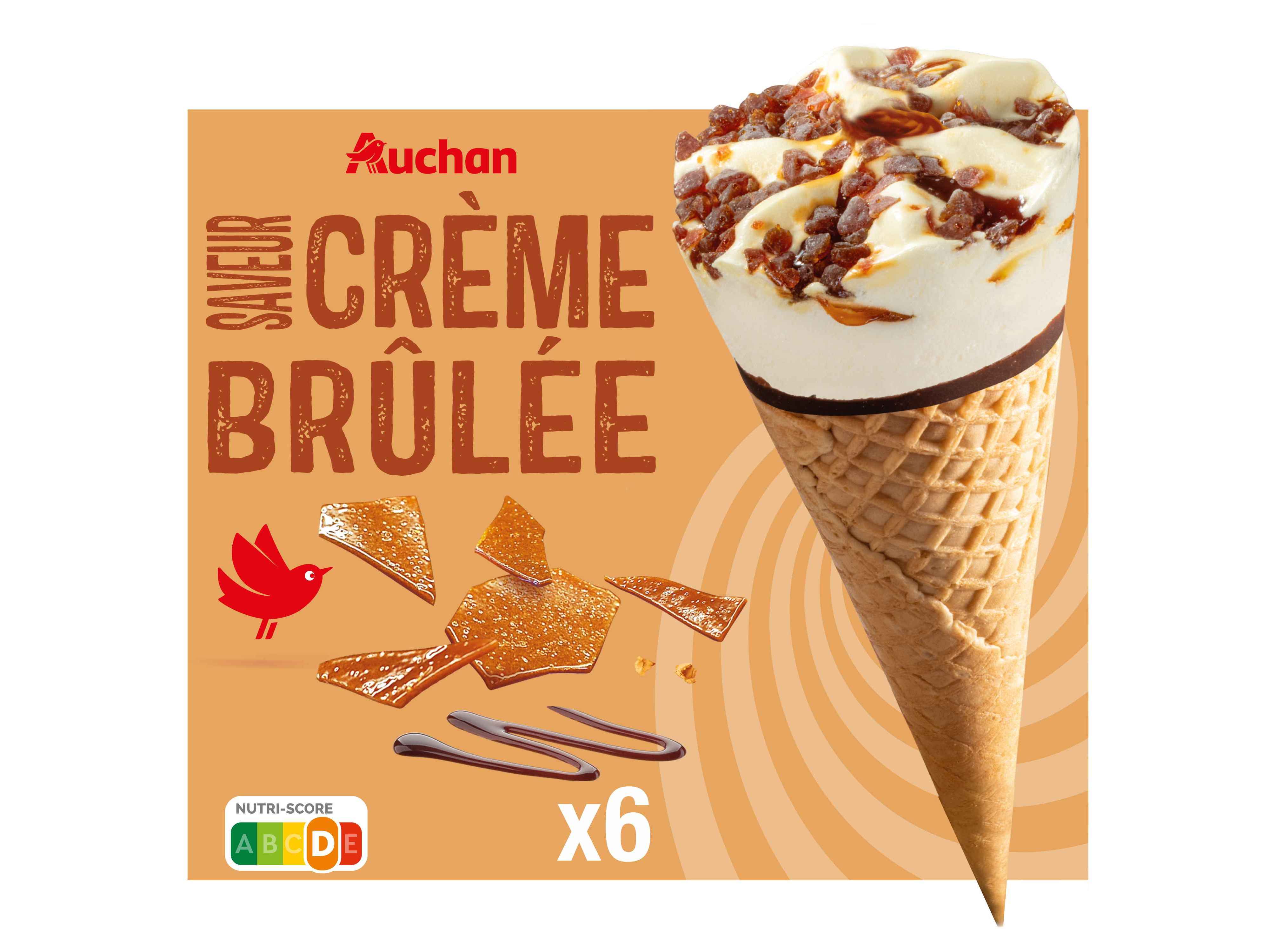 Gelado Cone Auchan Crème Brûlée 6x120ml Auchan