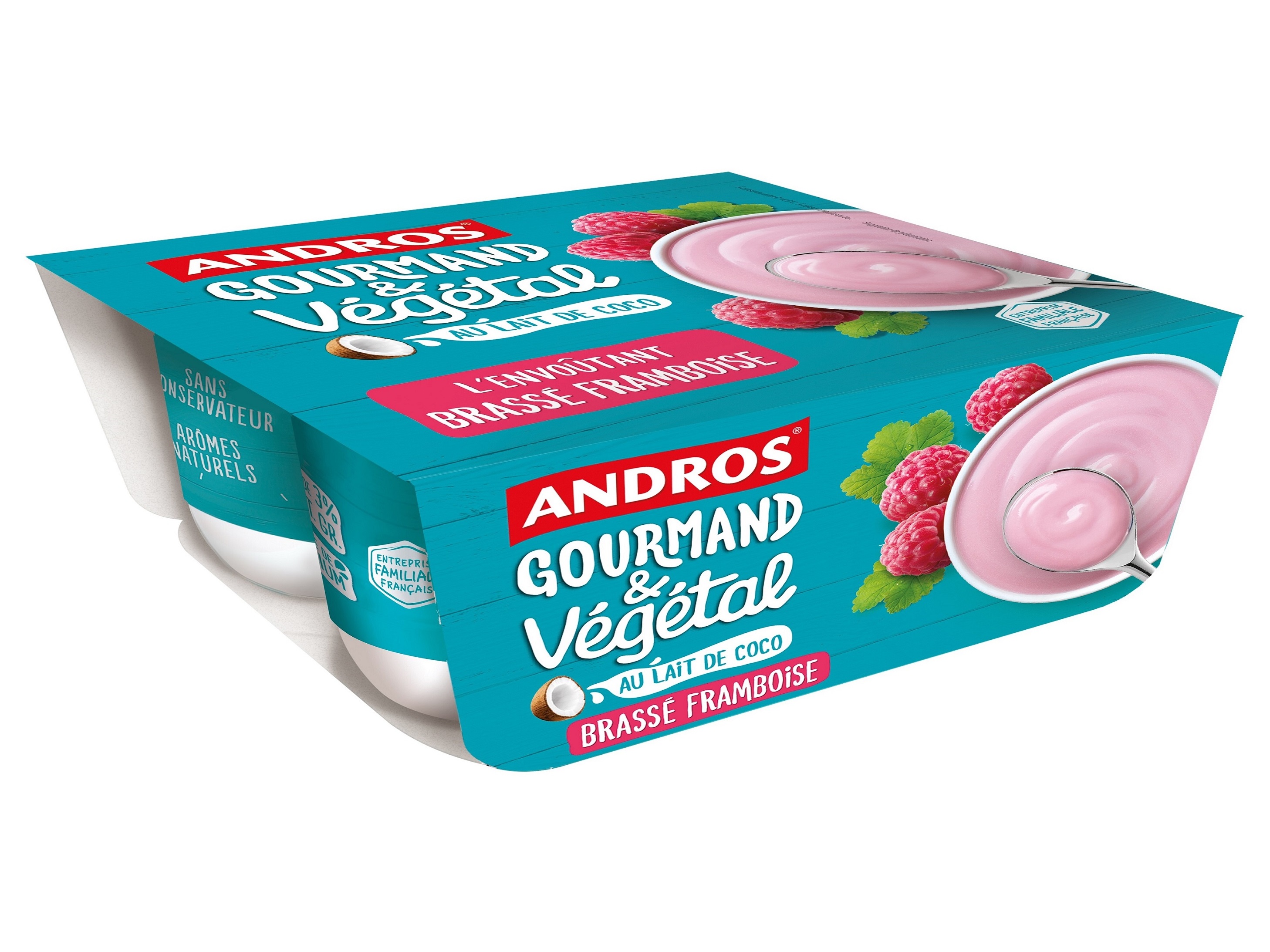 Vegegurte andros base de coco c/framboesa 4x100g