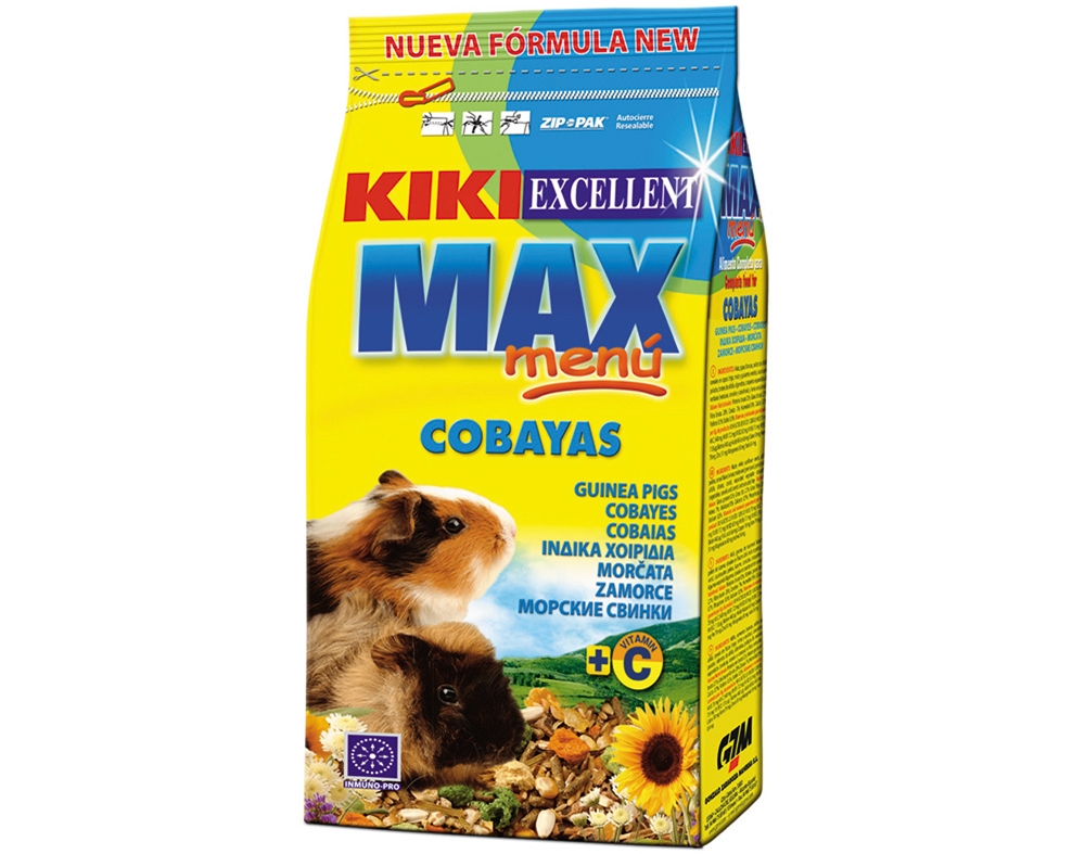 Alimento para porquinho índia e cobaias kiki max menu 1kg