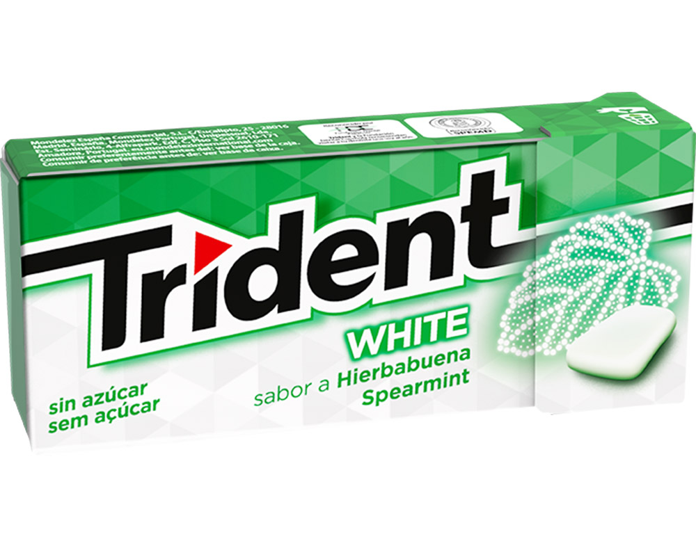 Pastilhas trident elásticas white spearmint 14g