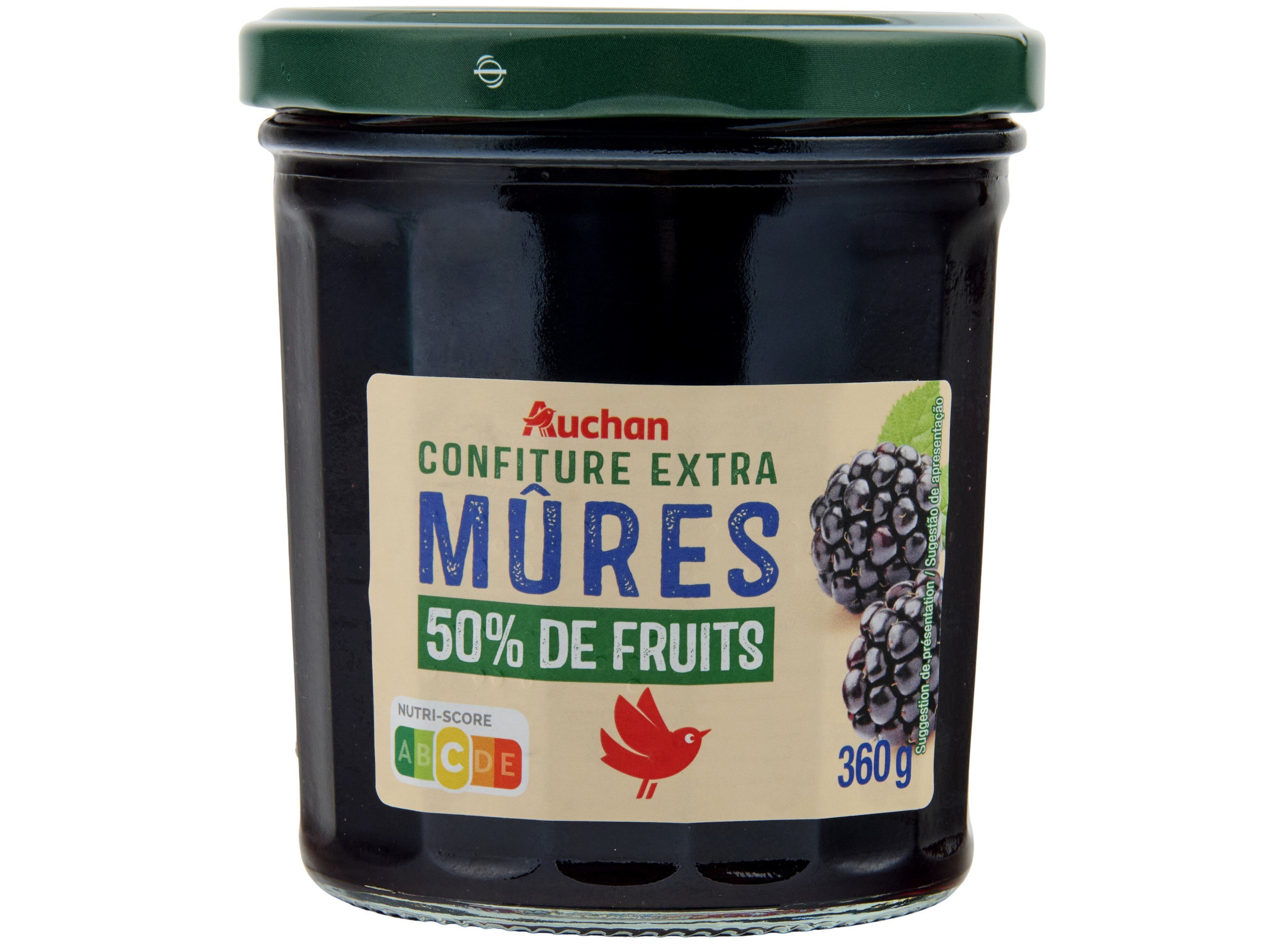Doce auchan extra 50% frutos amora 360g