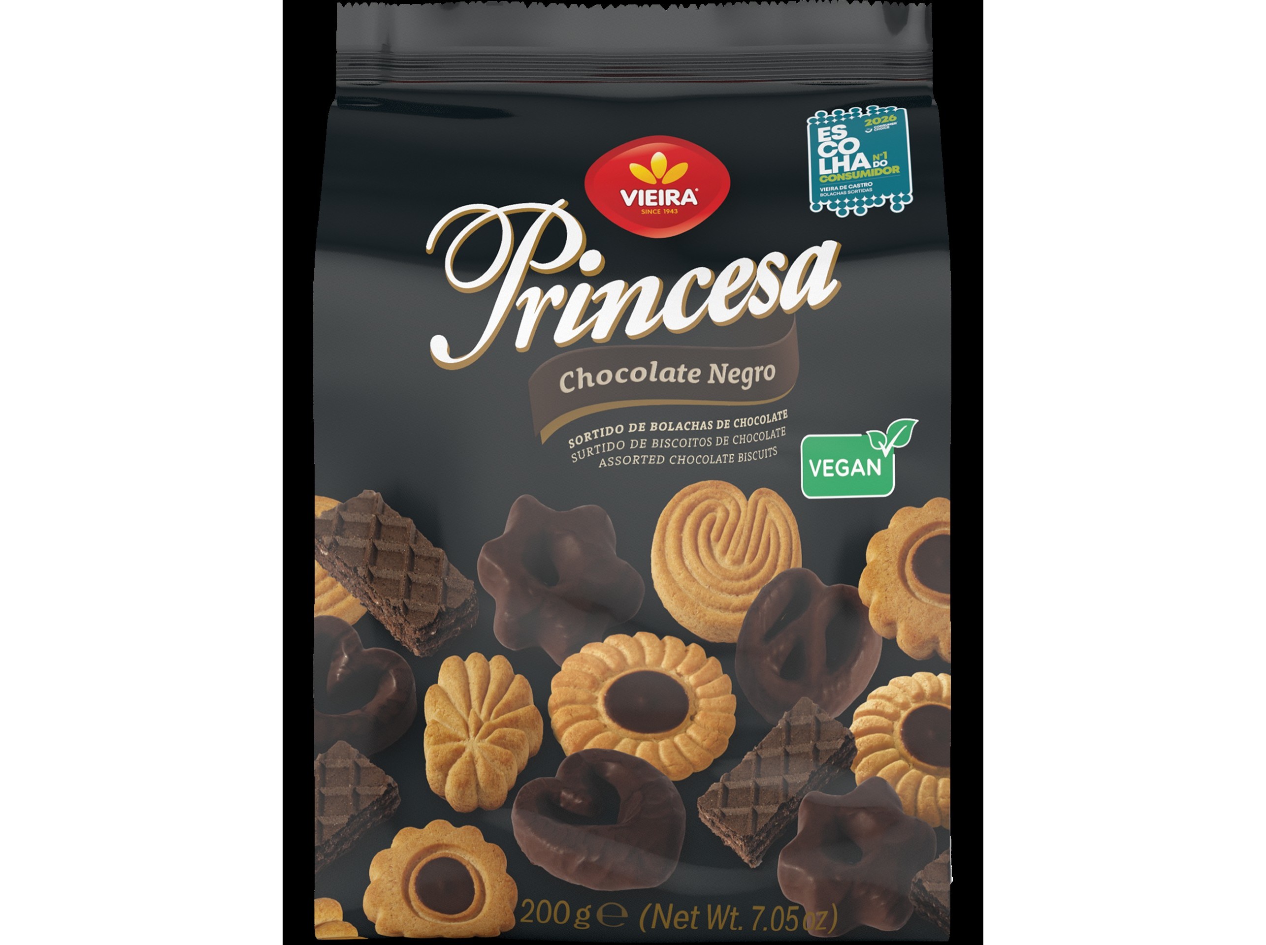 Bolachas princesa sortidas chocolate negro 200g