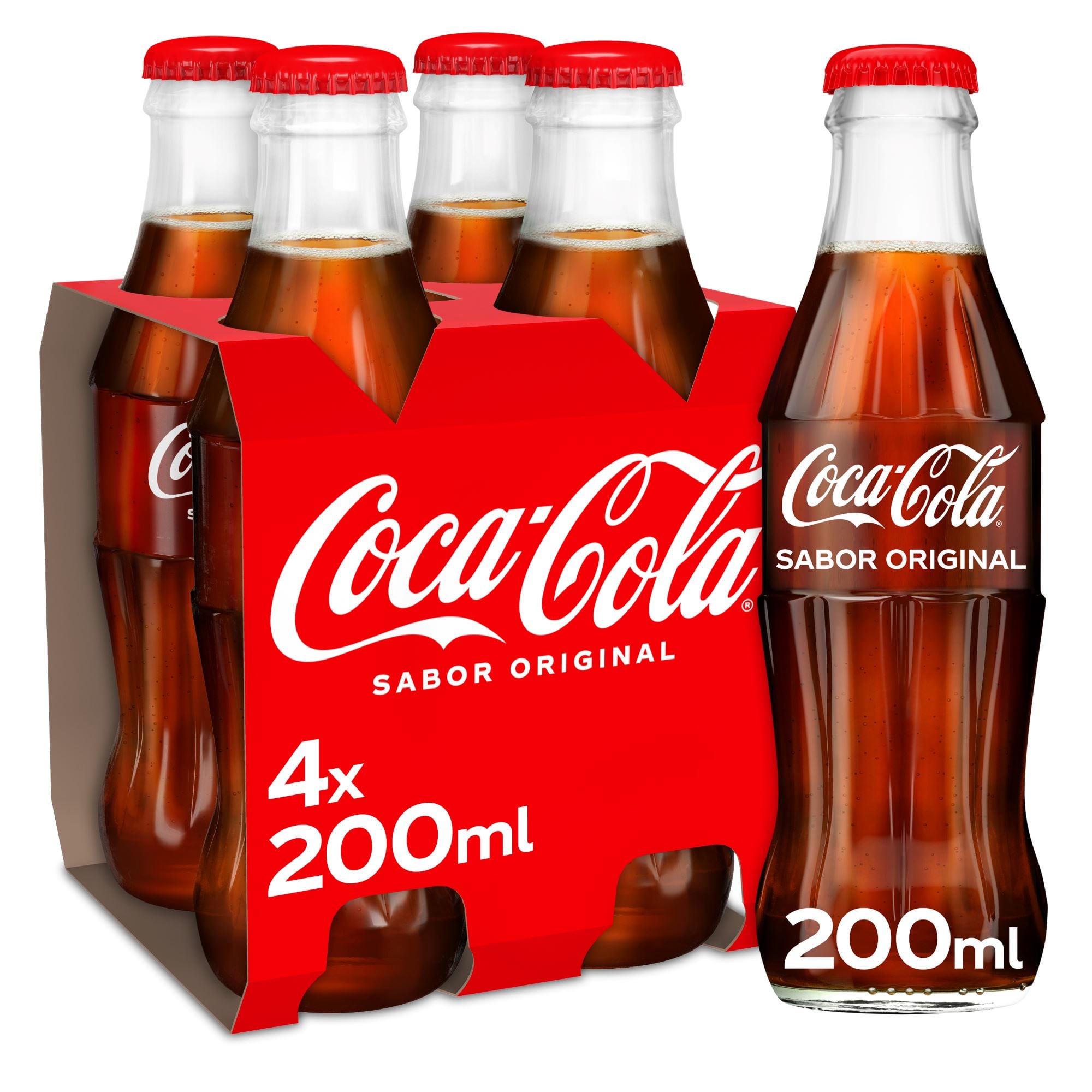 REFRIGERANTE COM GÁS COCA-COLA ORIGINAL VIDRO 4X0.20L