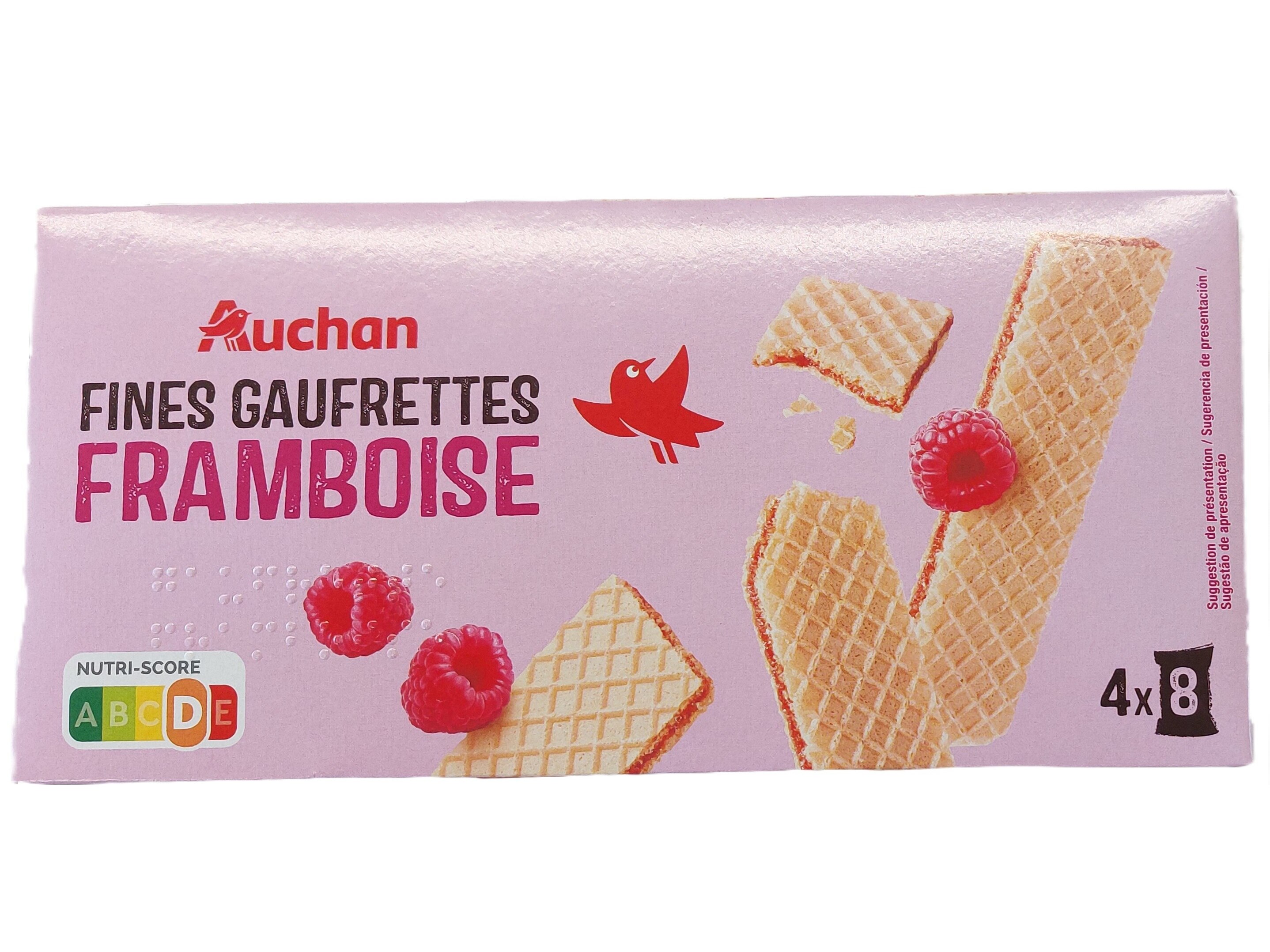 Bolacha Waffer Auchan Recheio De Framboesa 4 Saquetas 160g Auchan