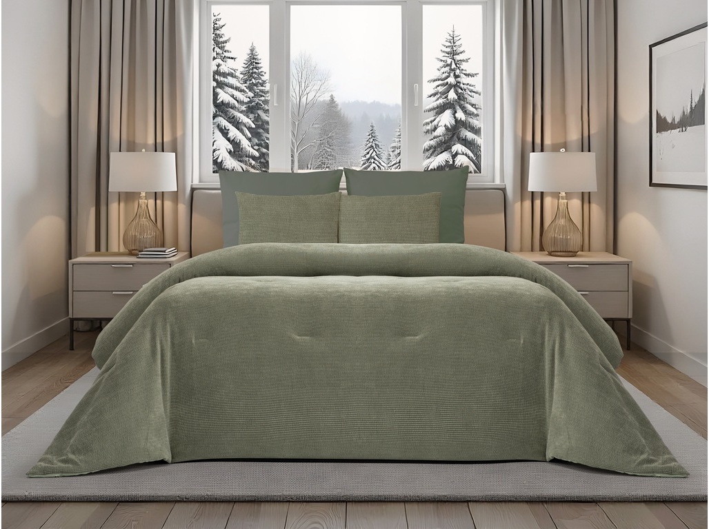Edredão Corduroy Homespecial Verde 160x220cm
