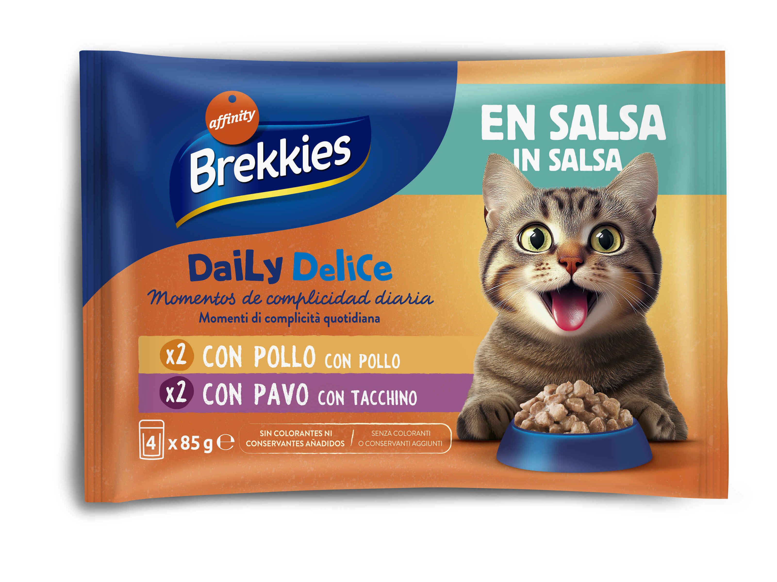 Comida Húmida Gato Brekkies Frango E Peru Molho 4x85g