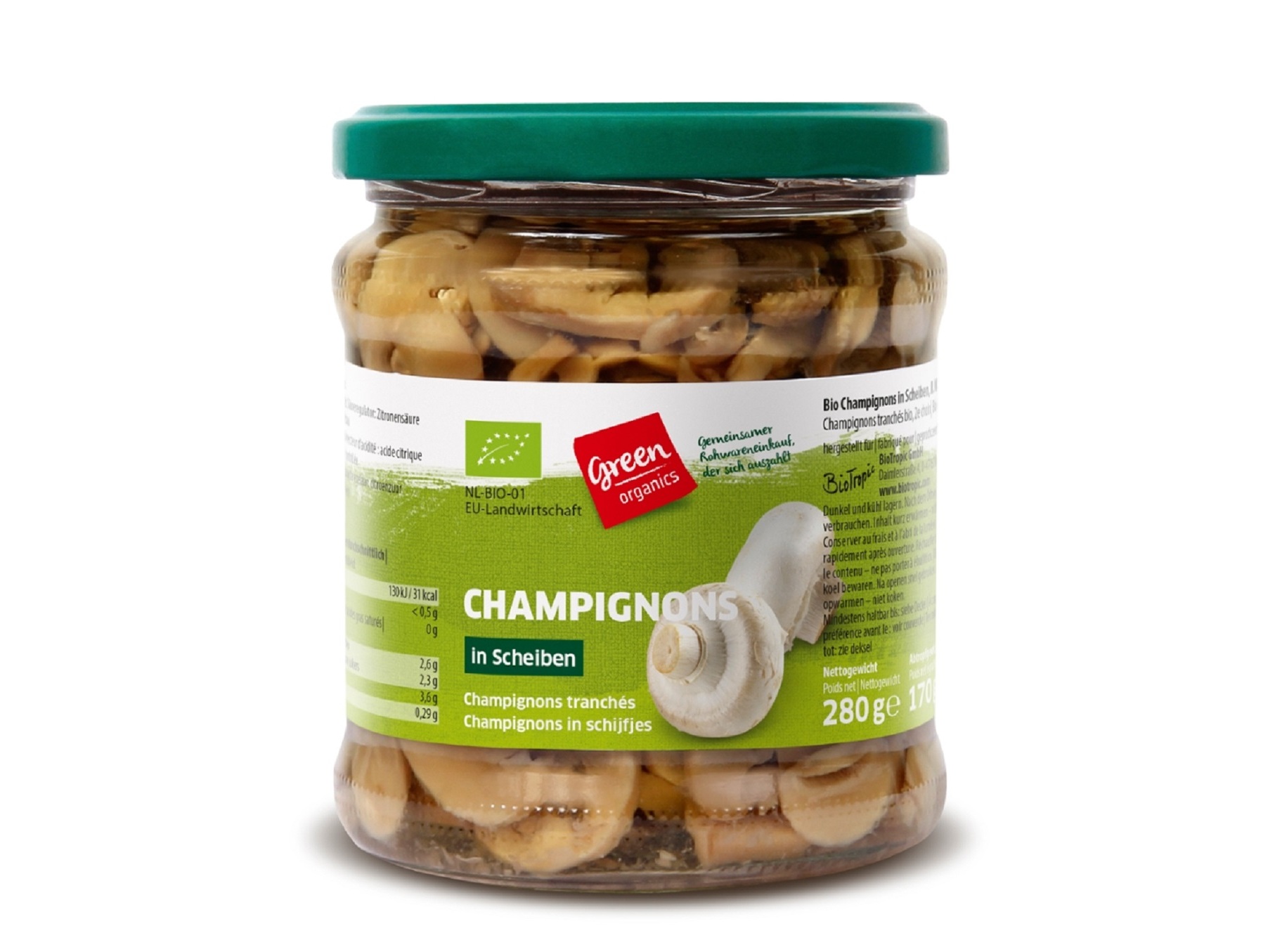 Cogumelos Laminados Green Bio 280g (170g) Green