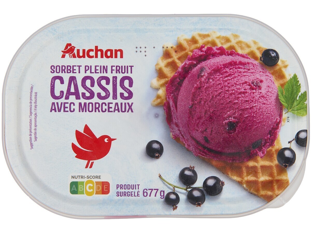 Sorbet Auchan Groselha-negra Com Pedaços 1l Auchan
