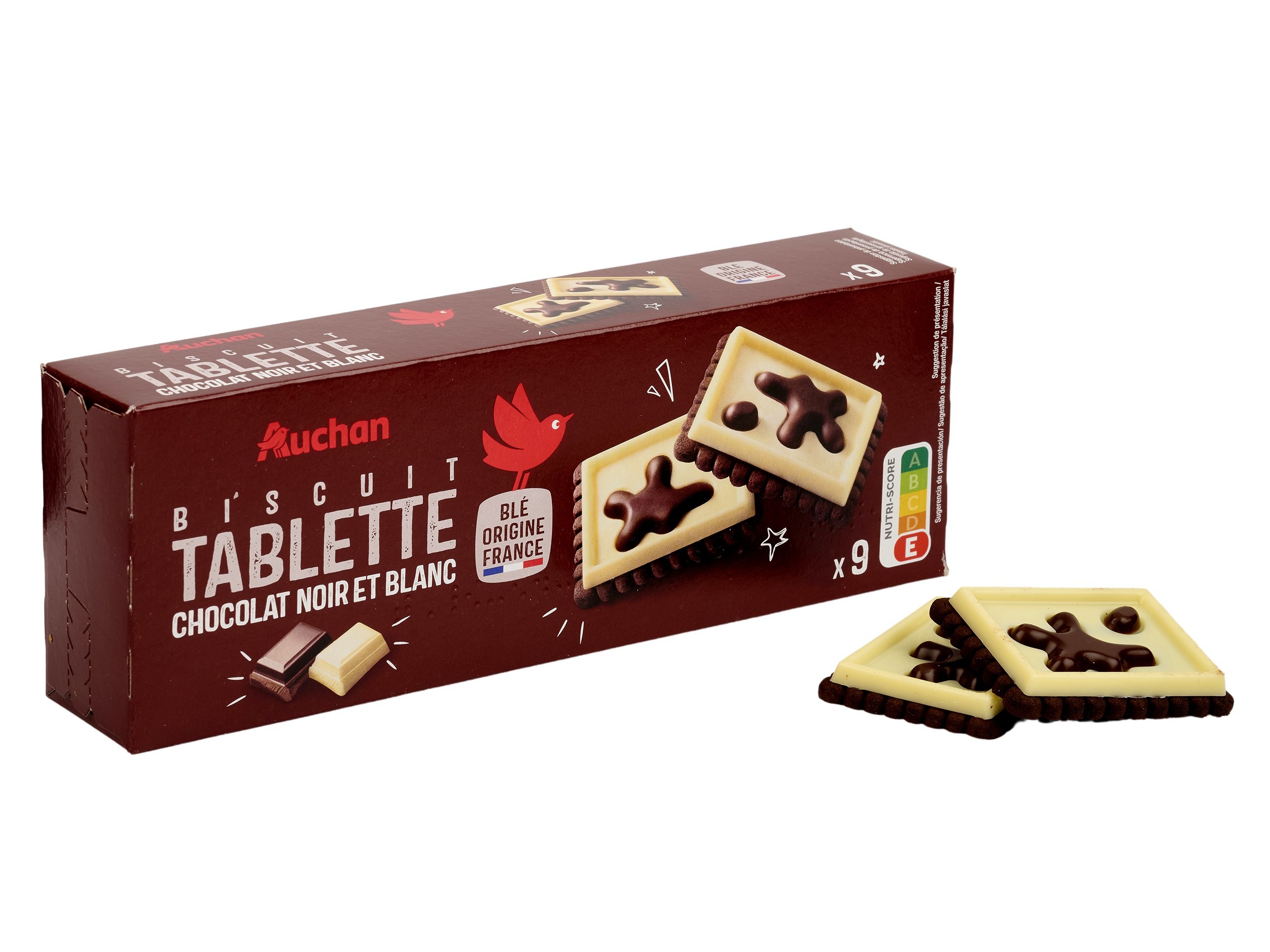 Bolacha Auchan Com Cacau Tablete Chocolate Branco E Negro 115g Auchan