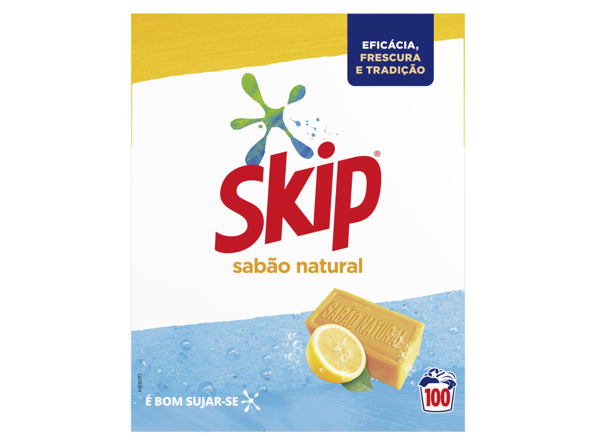 Detergente roupa máquina pó skip sabão natural 100d